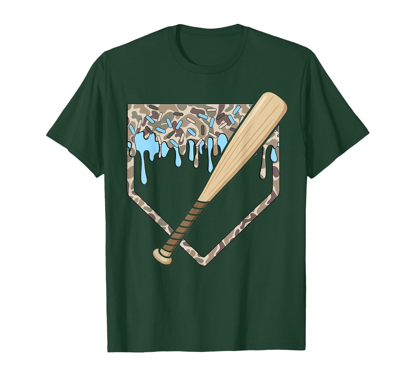 Baseball Drip Camo Baseball Home Plate Bat Boys Sports T-Shirt