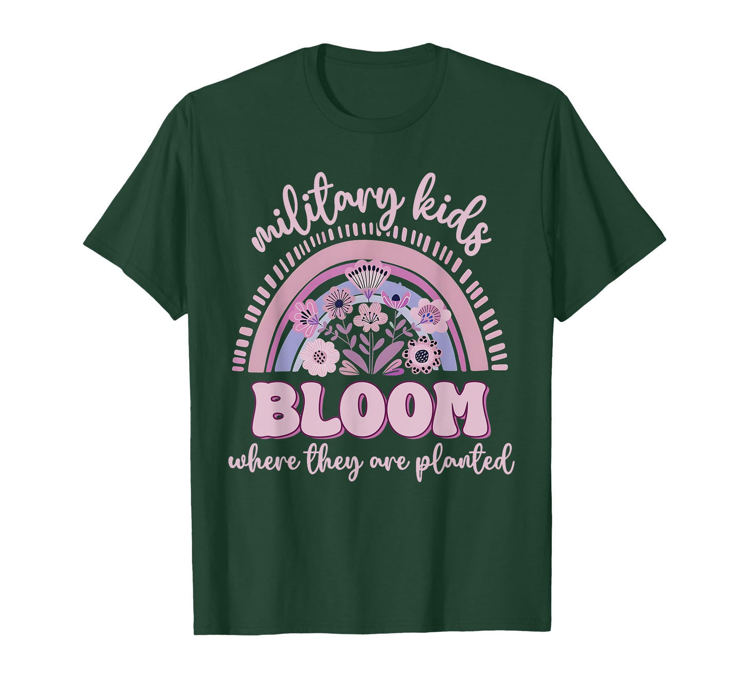 Military Kid Dandelion Bloom Where They're Planted Purple Up T-Shirt