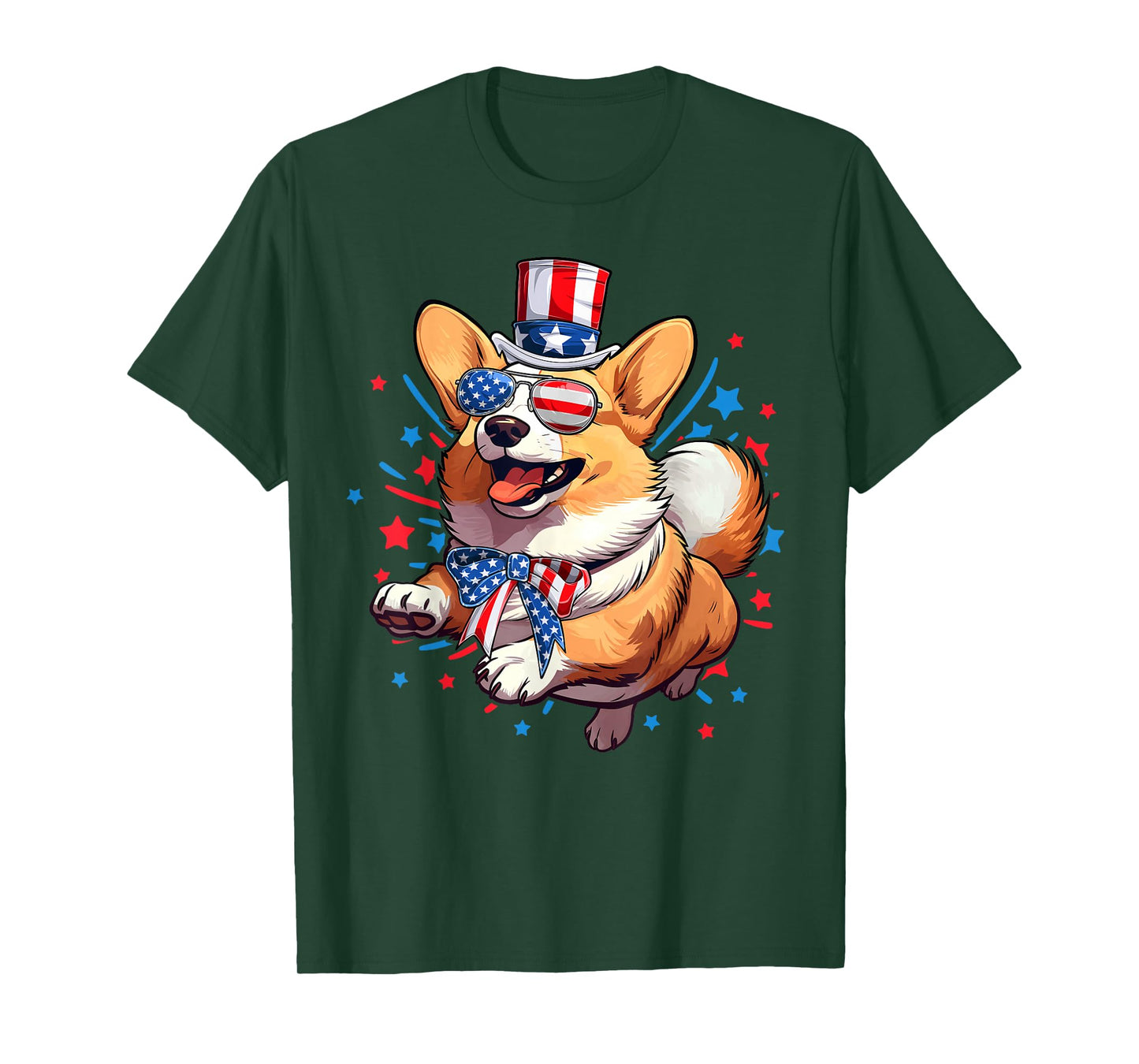 Corgi Dog 4th of July American USA Flag Patriotic Funny T-Shirt