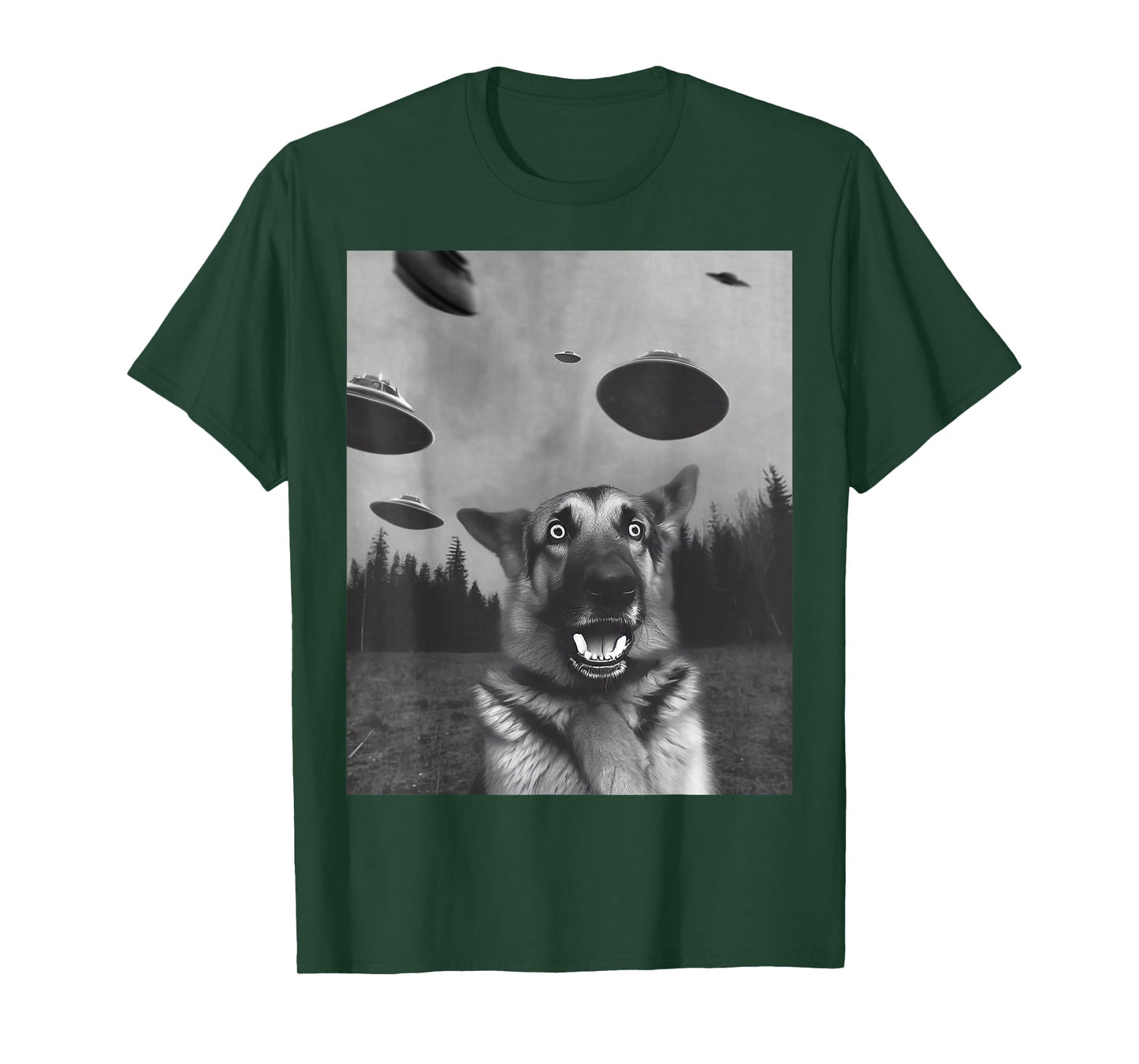 "Shep's Selfie" Funny German Shepherd Selfie with UFO T-Shirt