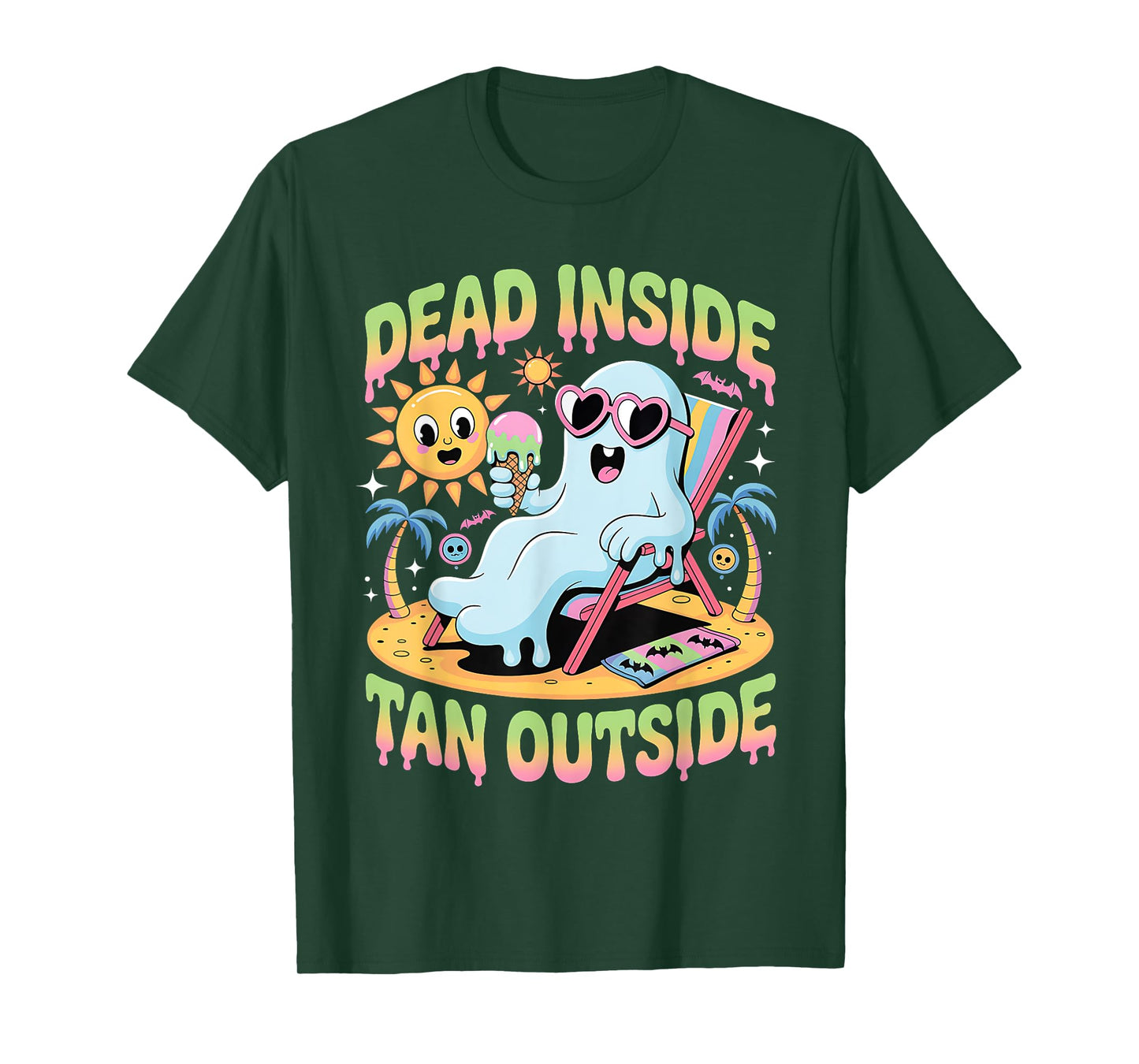 Dead Inside Tan Outside Funny Ghost Summerween T-Shirt
