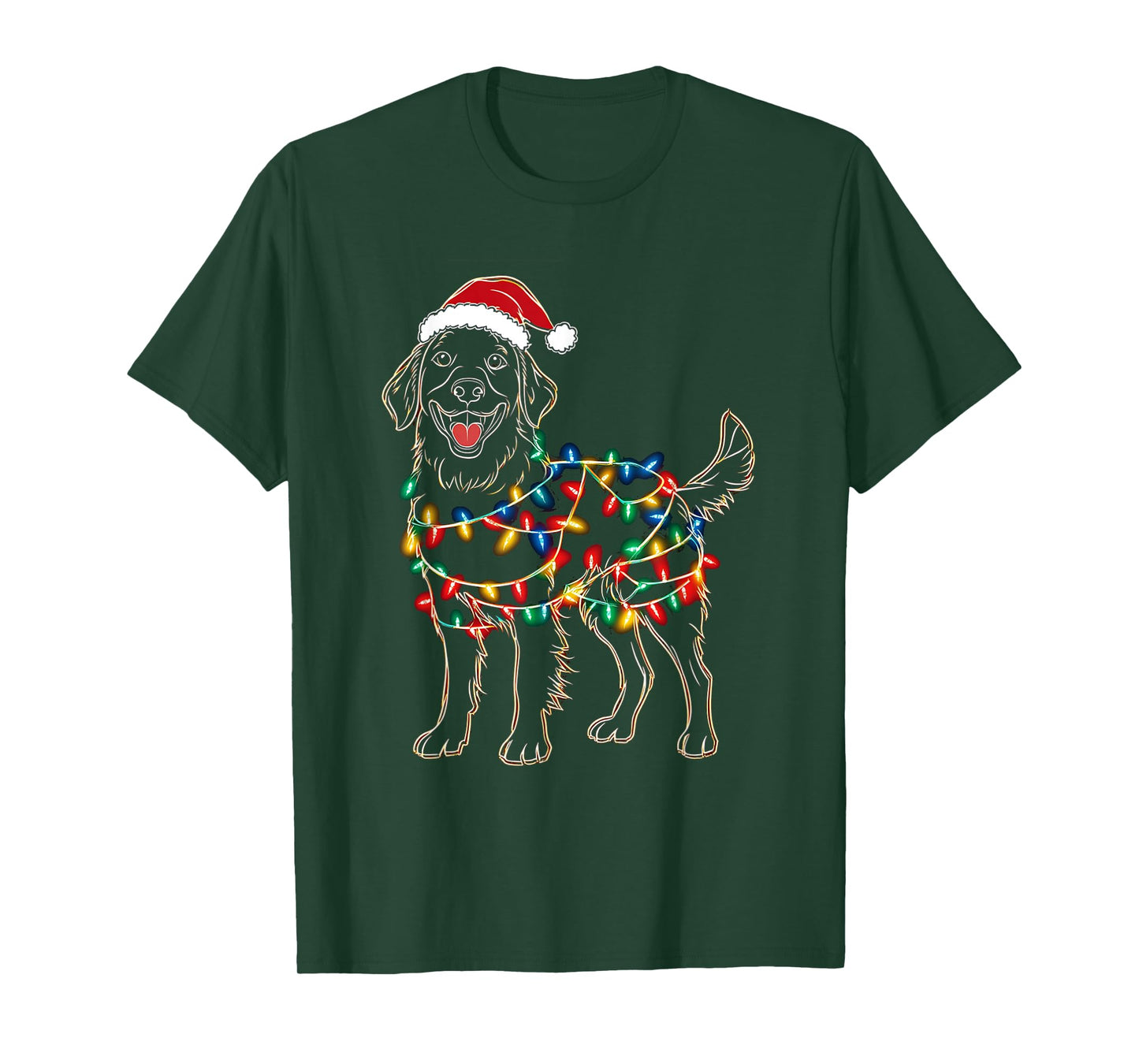 Funny Santa Golden Retriever Retriever Christmas Lights Dog T-Shirt