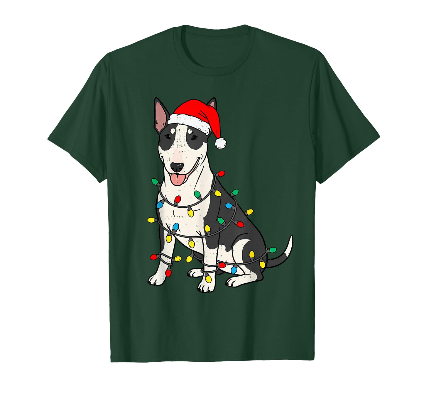 Bull Terrier Dog Christmas Lights Santa Xmas Pet Dog Lover T-Shirt