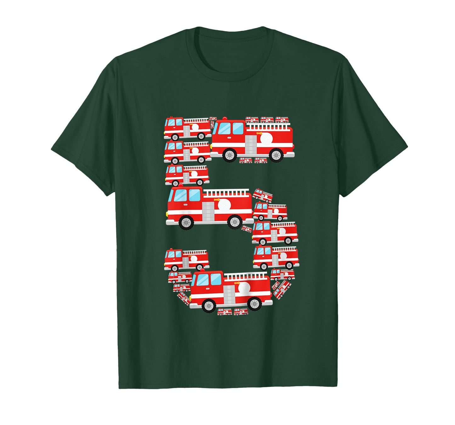Kids Fire Truck 5th Birthday Boy 5 Year Old Toddler Firefighter T-Shirt