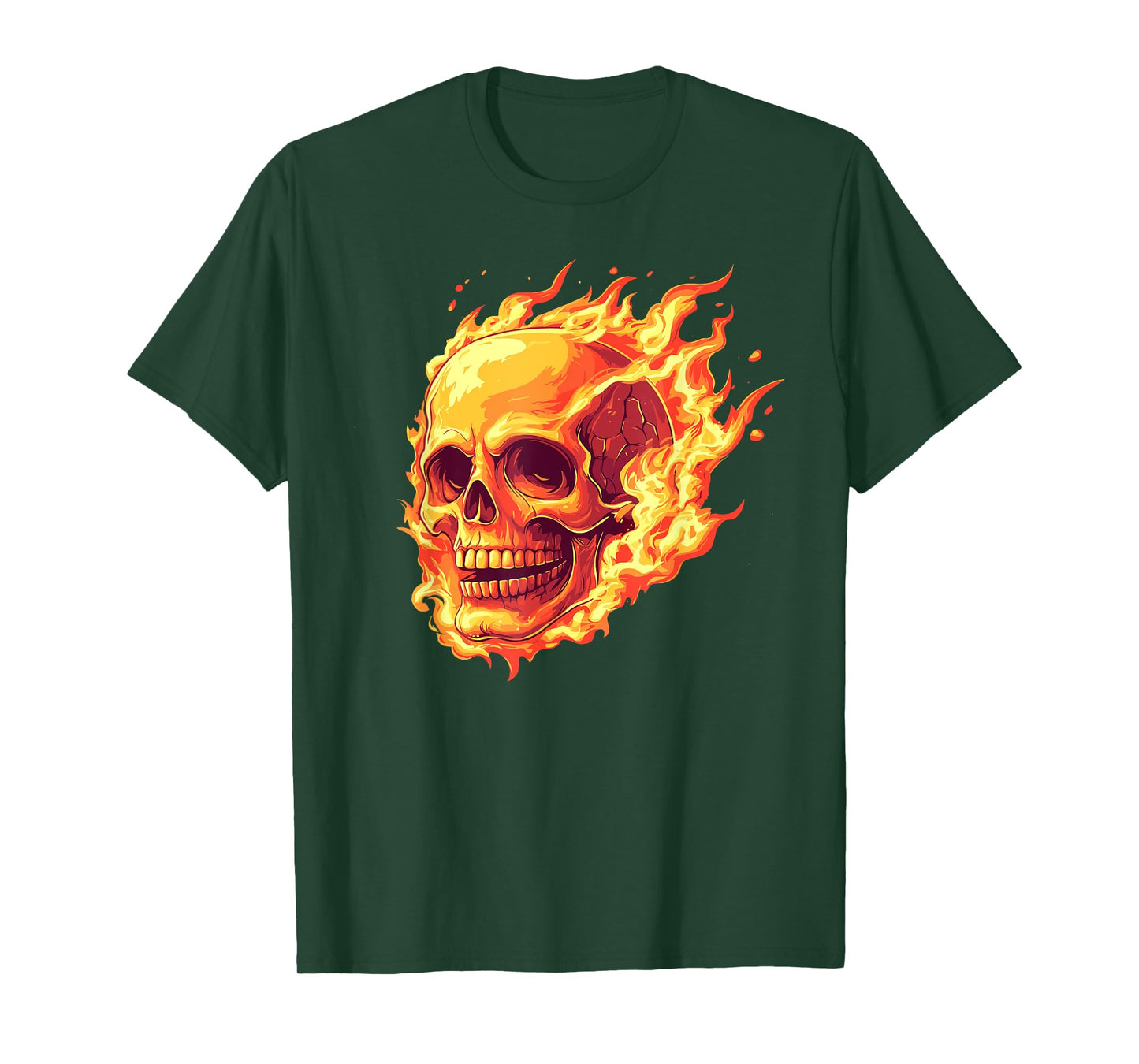 Skull on fire, flame, Rock, modern and design! T-Shirt