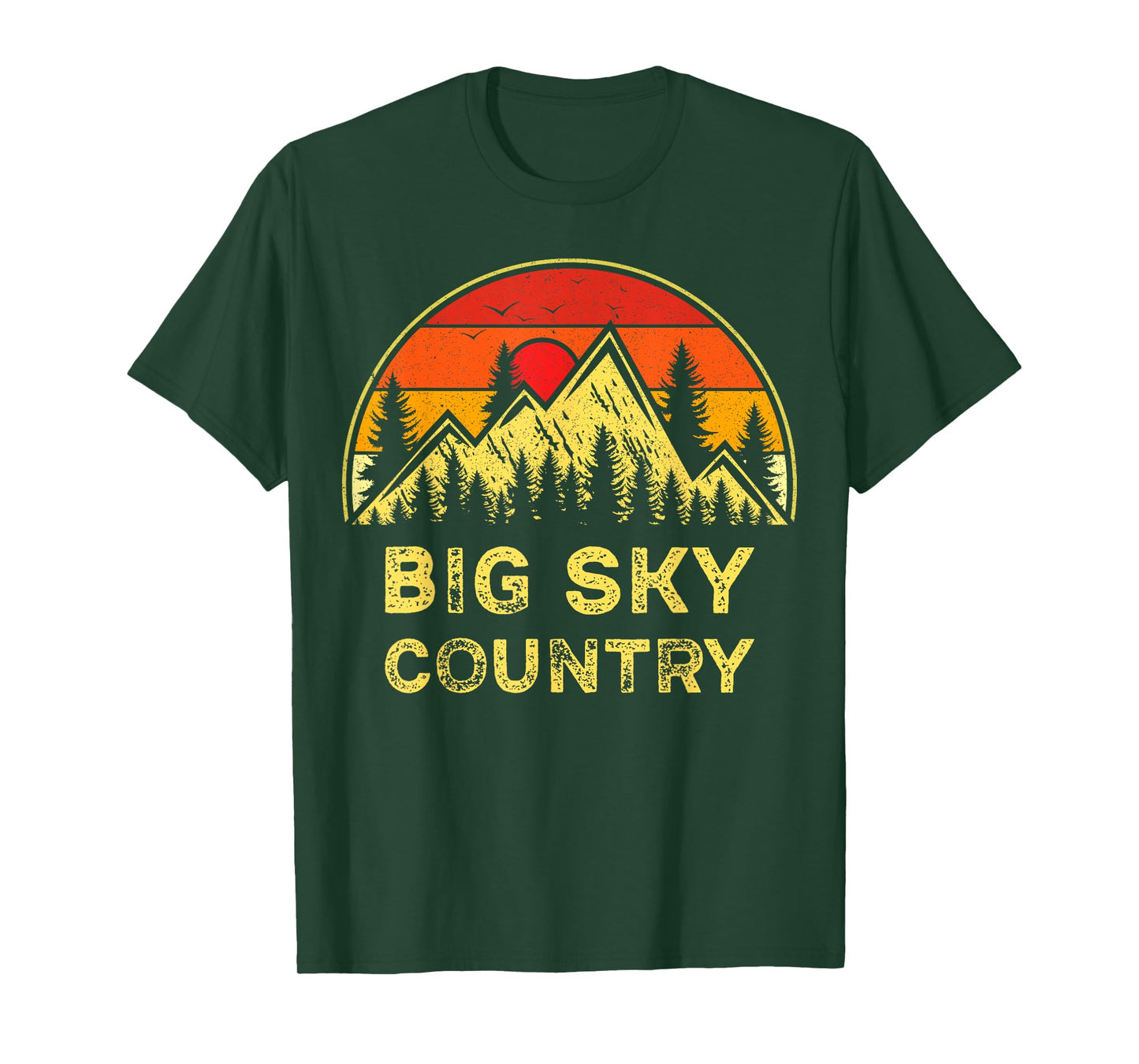 Vintage Big Sky Country Montana MT Mountains Hiking Souvenir T-Shirt