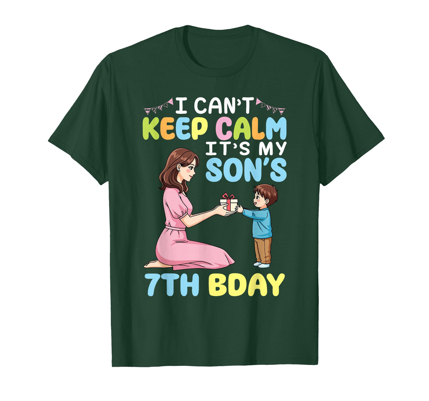 Mom I Can’t Keep Calm It’s My Son’s 7th Birthday 7 Years Old T-Shirt