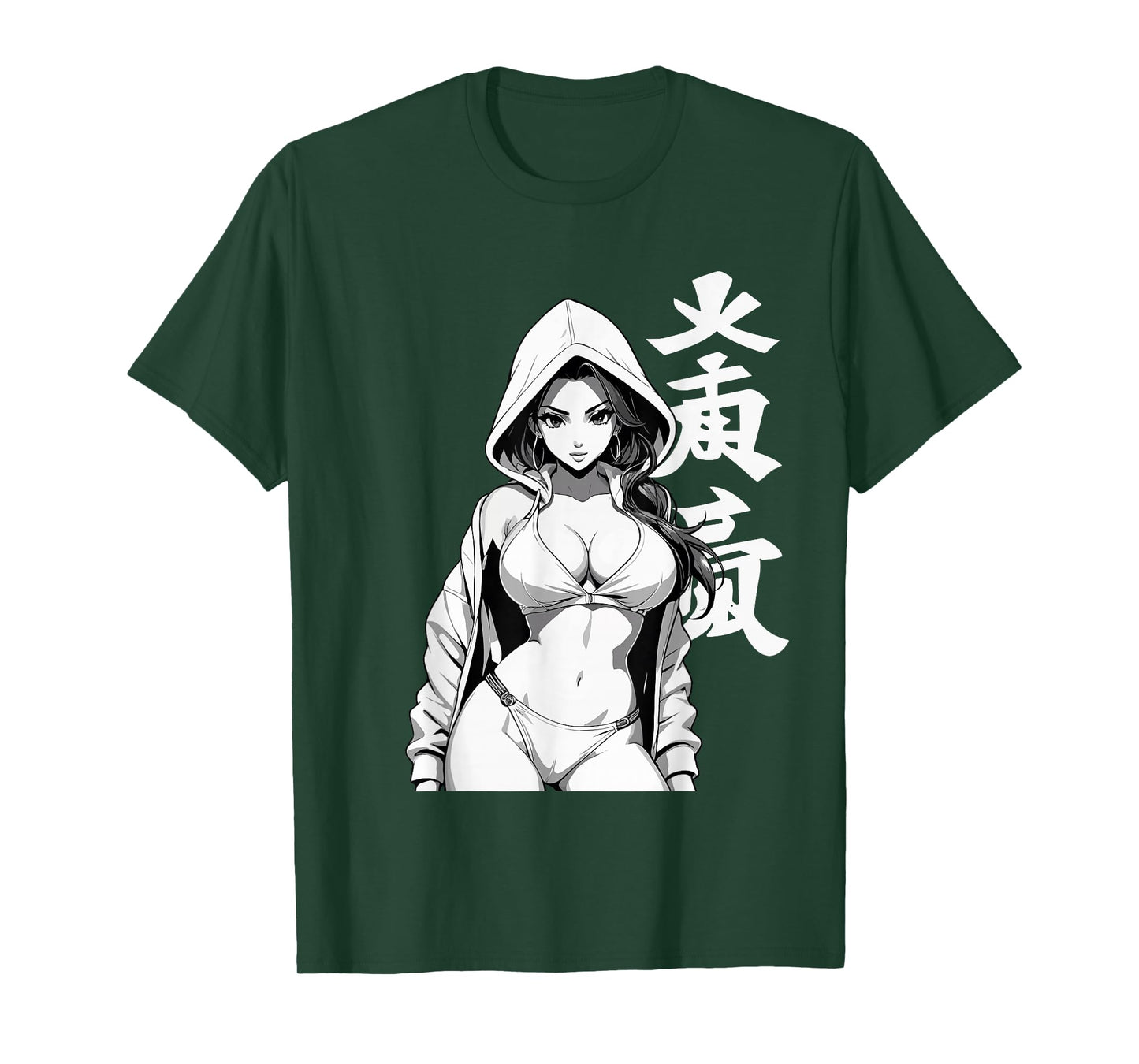 Sexy Waifu Sport Anime Girl Japanese in Black White Art T-Shirt