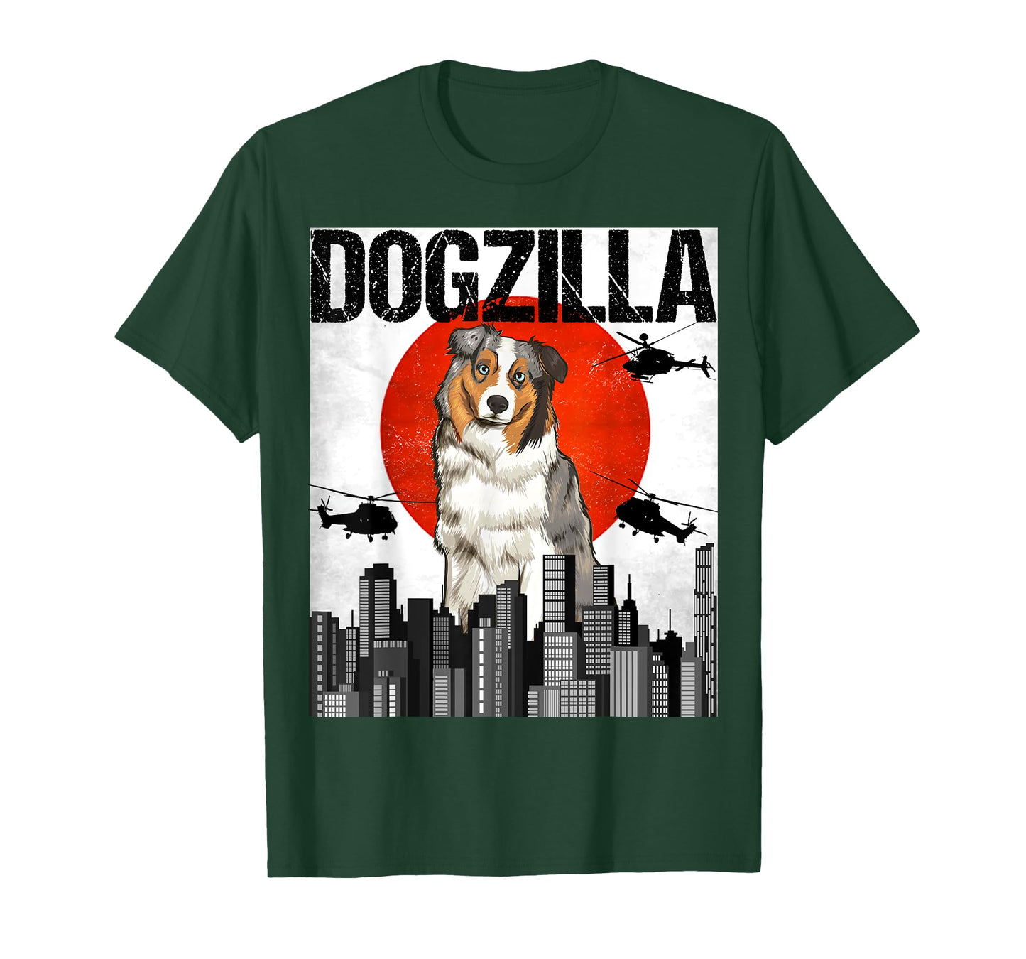 Chienzilla Dogzilla Japanese Australian Shepherd Dog Men Women T-Shirt
