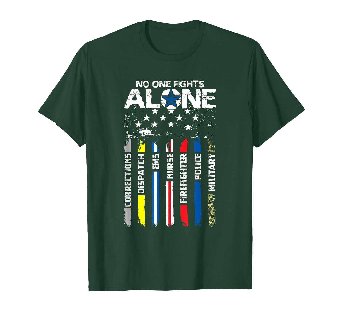 First Responders American Thin Line Police Fire Military EMS T-Shirt Small
