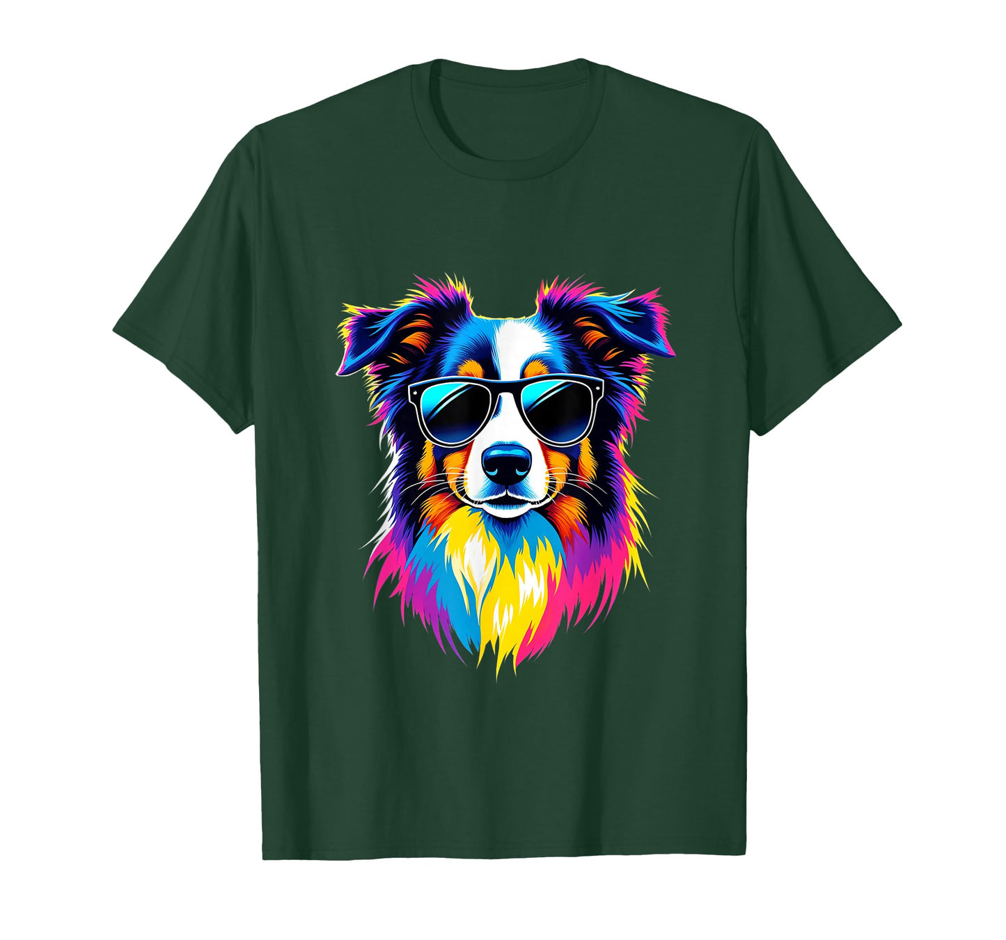 Funny Australian Shepherd with Sunglasses Pop Art T-Shirt