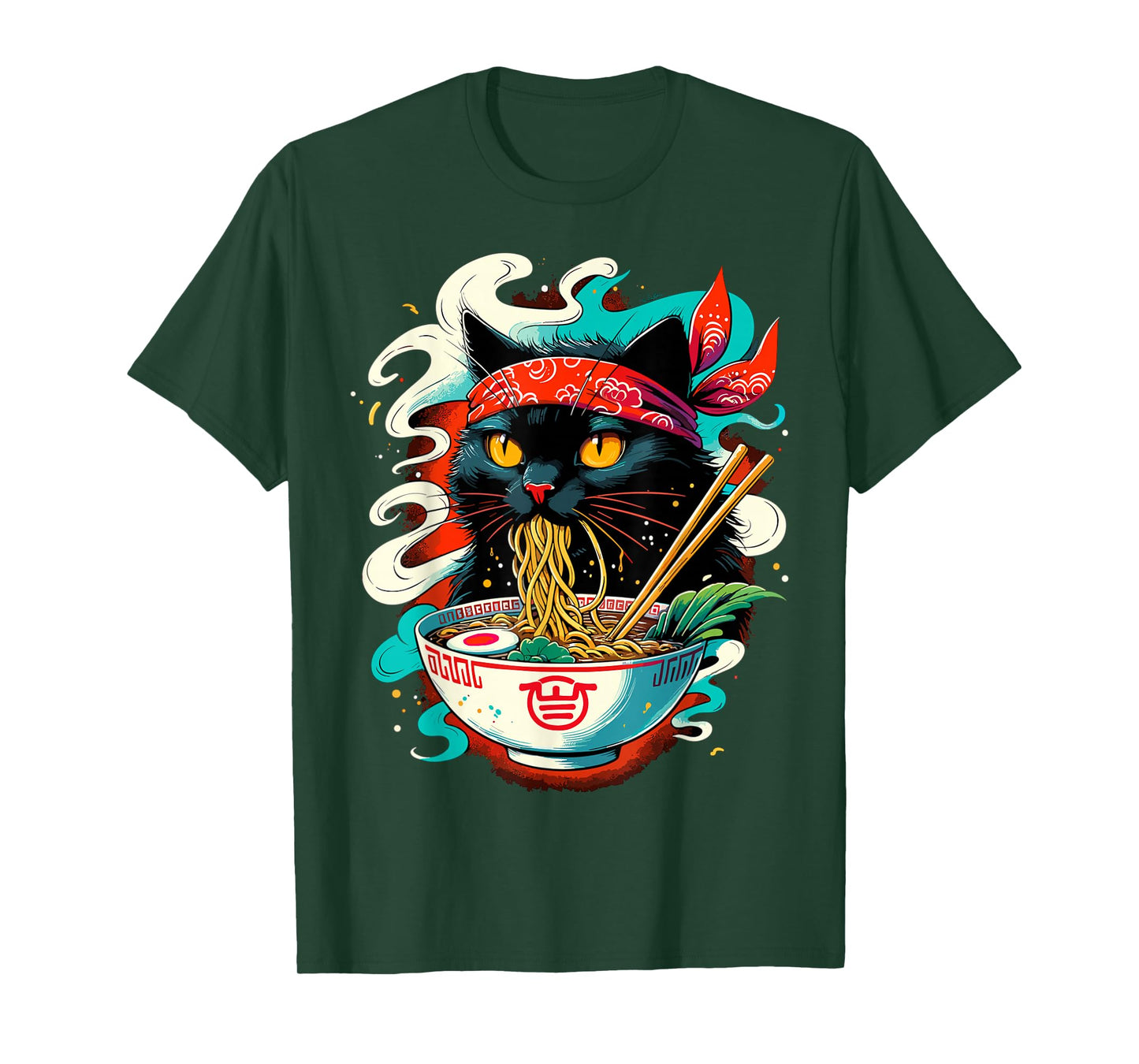 Cat Ramen Noodle Japanese Anime Kawaii Cat T-Shirt