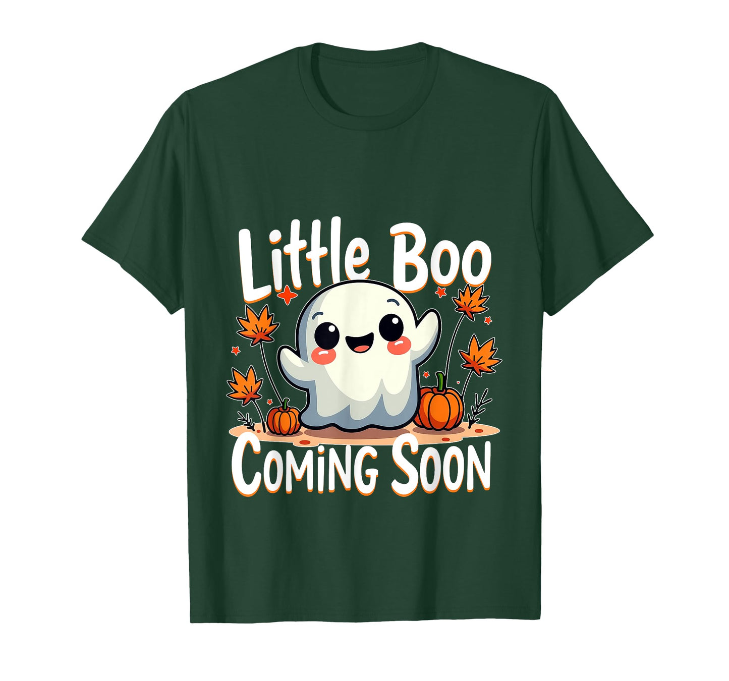 Little Boo Funny and Cute Halloween Pregnancy Announcement T-Shirt