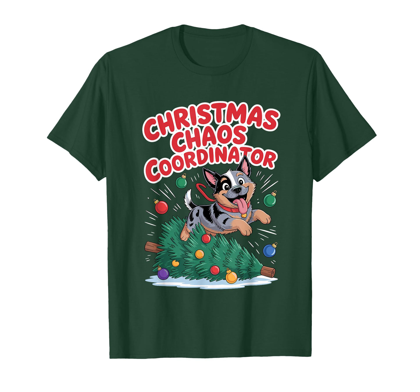 Christmas Chaos Coordinator Funny Australian Cattle Dog T-Shirt