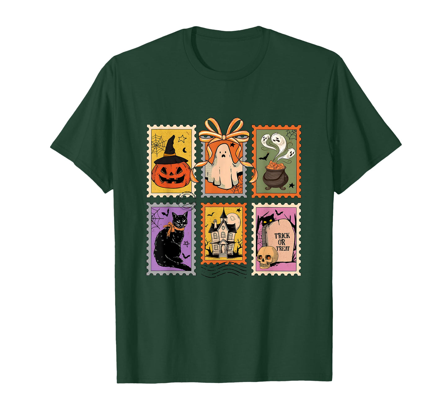Retro Funny Card Girly Halloween Cat Ghost Spooky Season T-Shirt