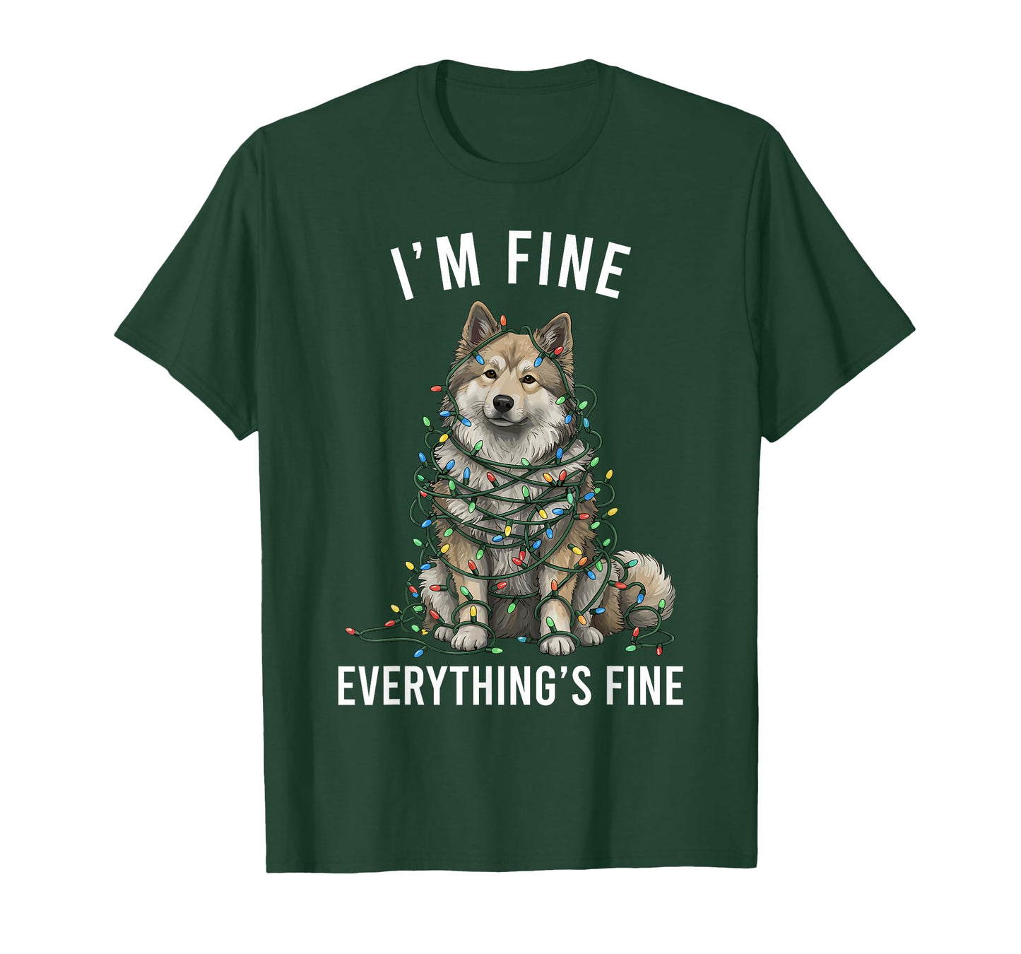 Keeshond Christmas I'm Fine Everything is Fine T-Shirt