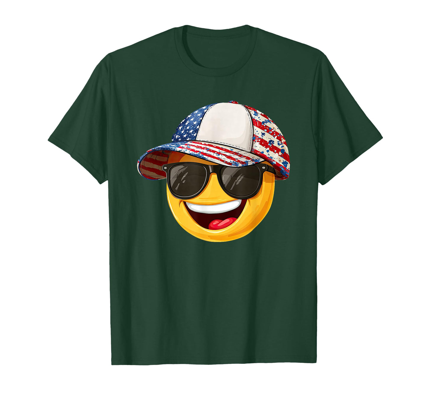 Cap Wear Costume with US Colors and Big Smiling Look T-Shirt