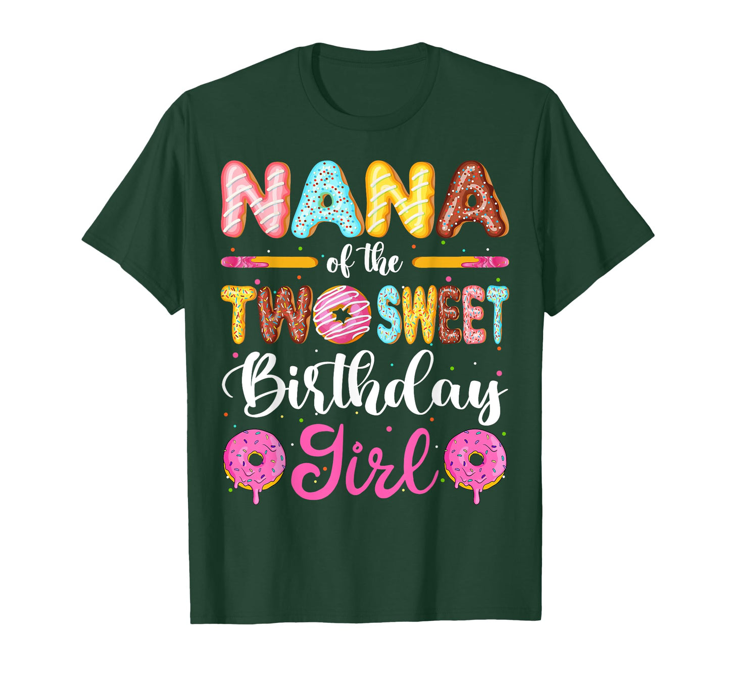 Nana Of The Two Sweet Birthday Girl Donut 2nd Birthday T-Shirt