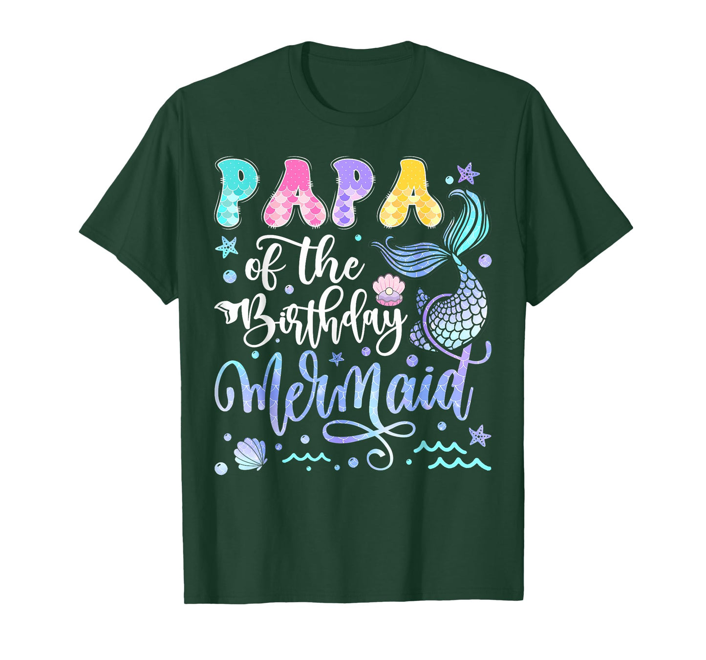 Papa Of The Birthday Mermaid Bday Girl Groovy T-Shirt
