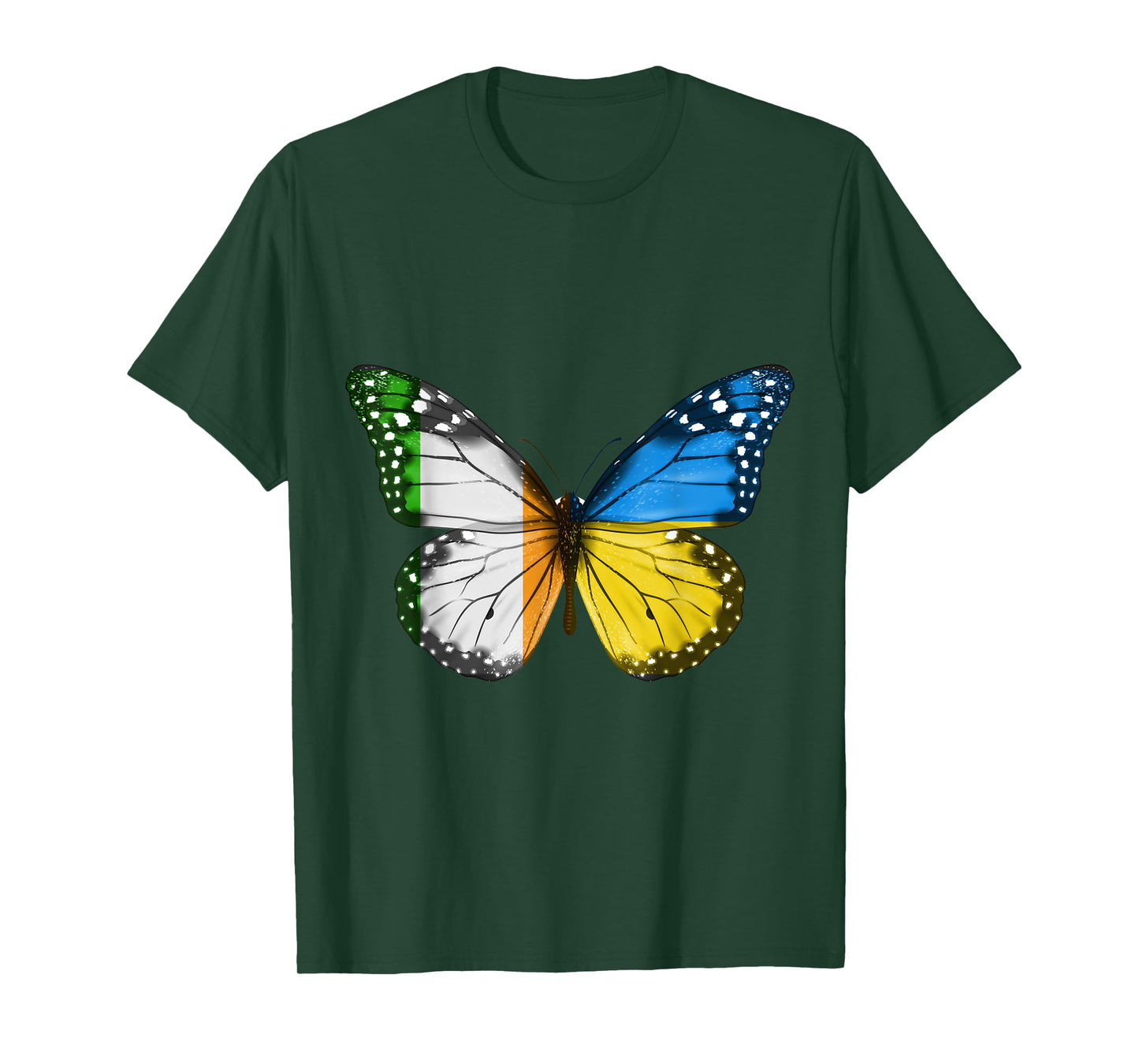 Irish Ukrainian Flag Butterfly Ireland Ukraine T-Shirt