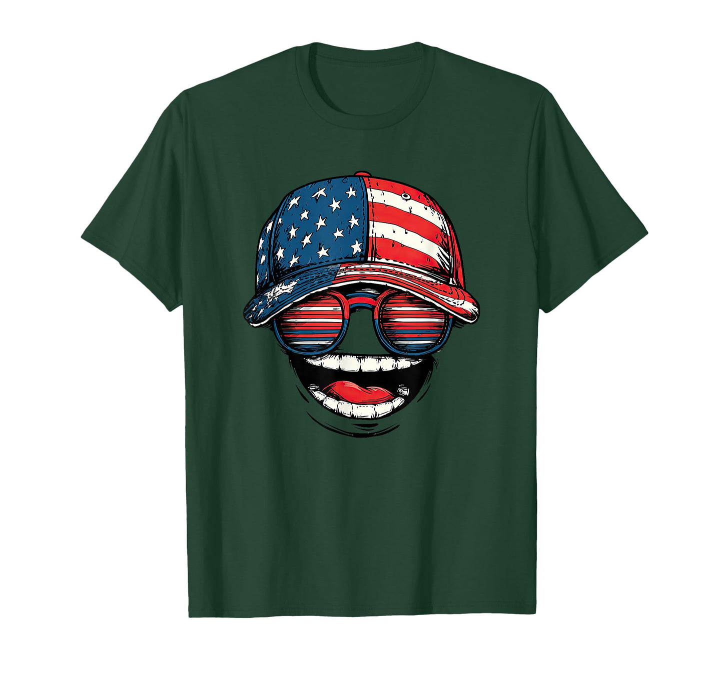 Big Laughing with America Cap and Cool Sunglasses T-Shirt