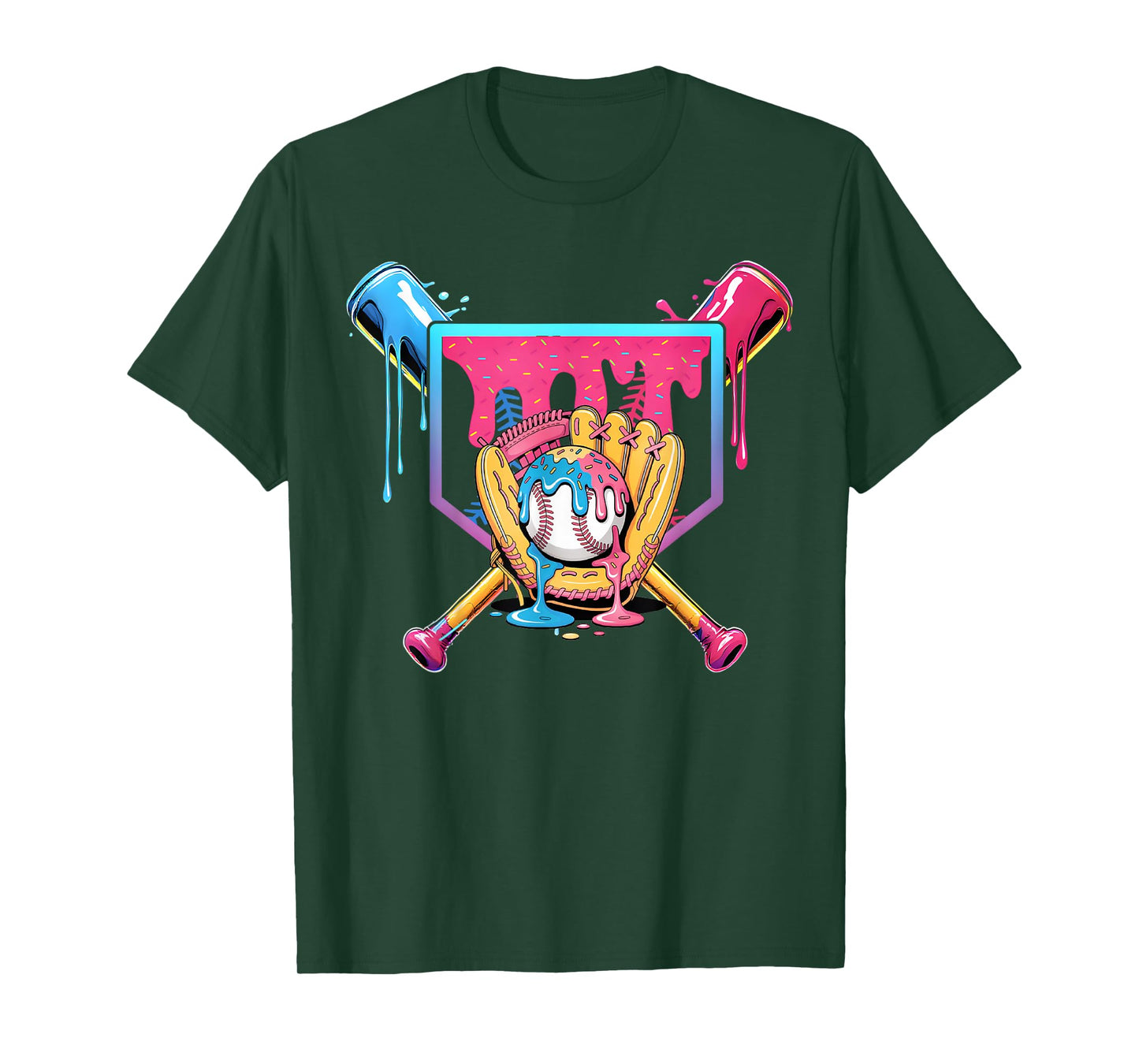 Baseball Home Plate Dripping Ice Cream Drip Youth Boys T-Shirt