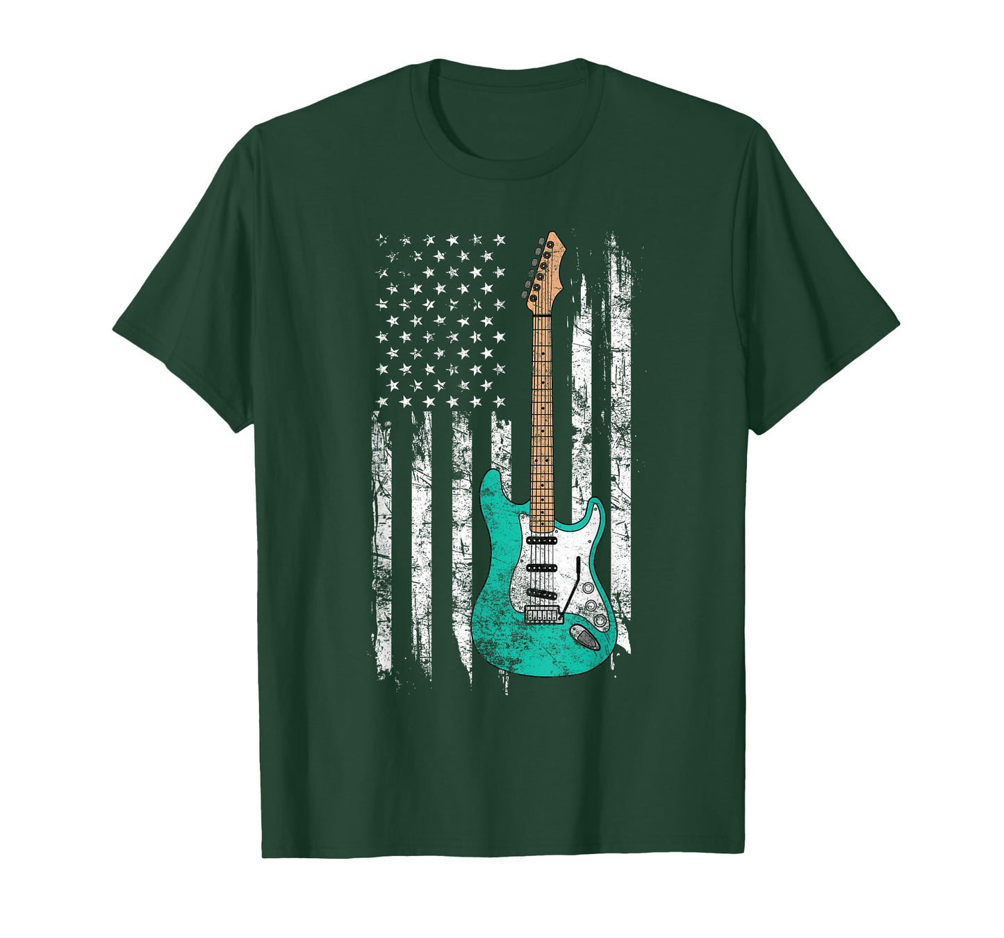 Vintage Guitar - American US Flag T-Shirt