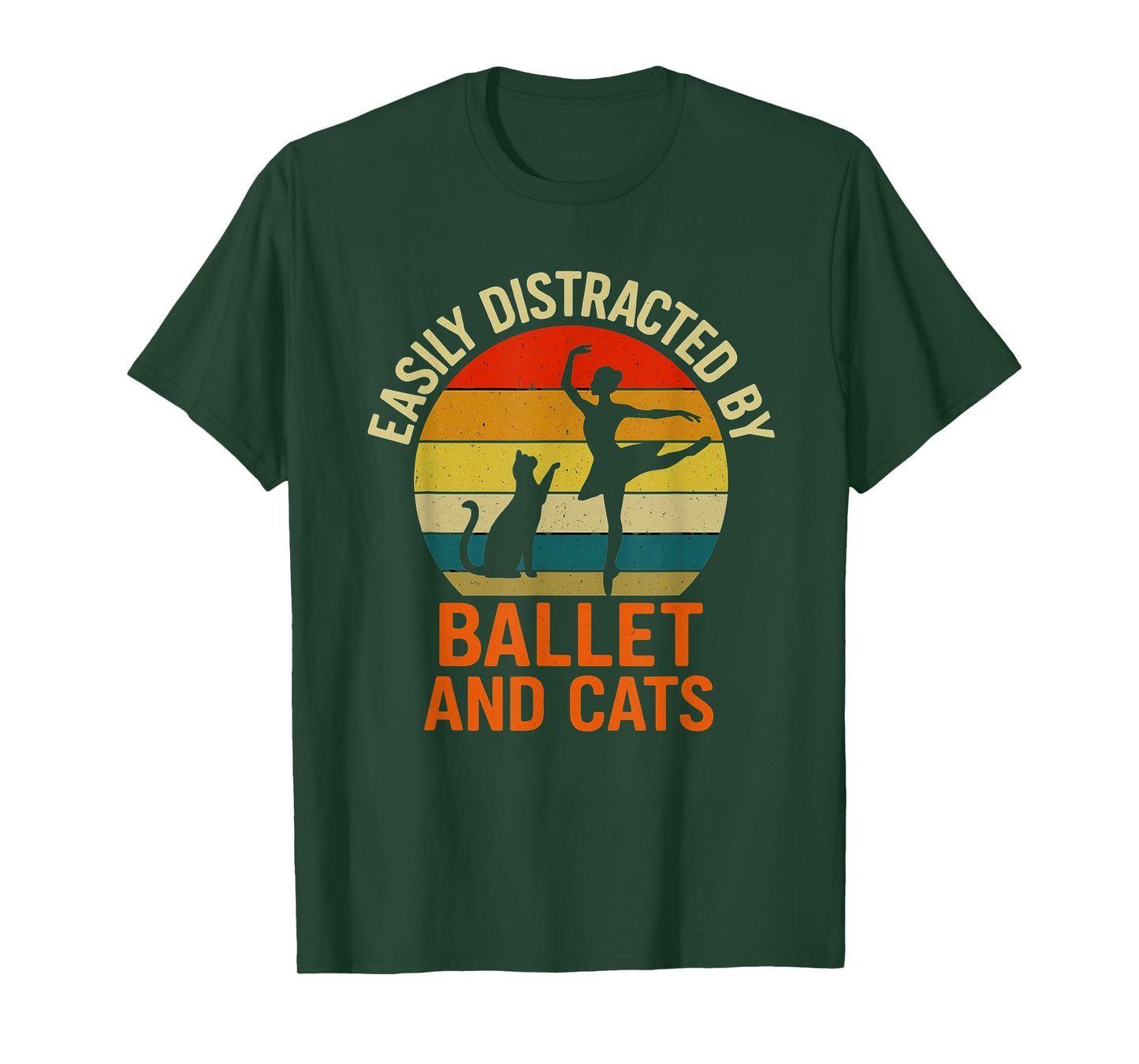 Easily Distracted by Ballet Cats Retro Ballerina Cat Lover T-Shirt
