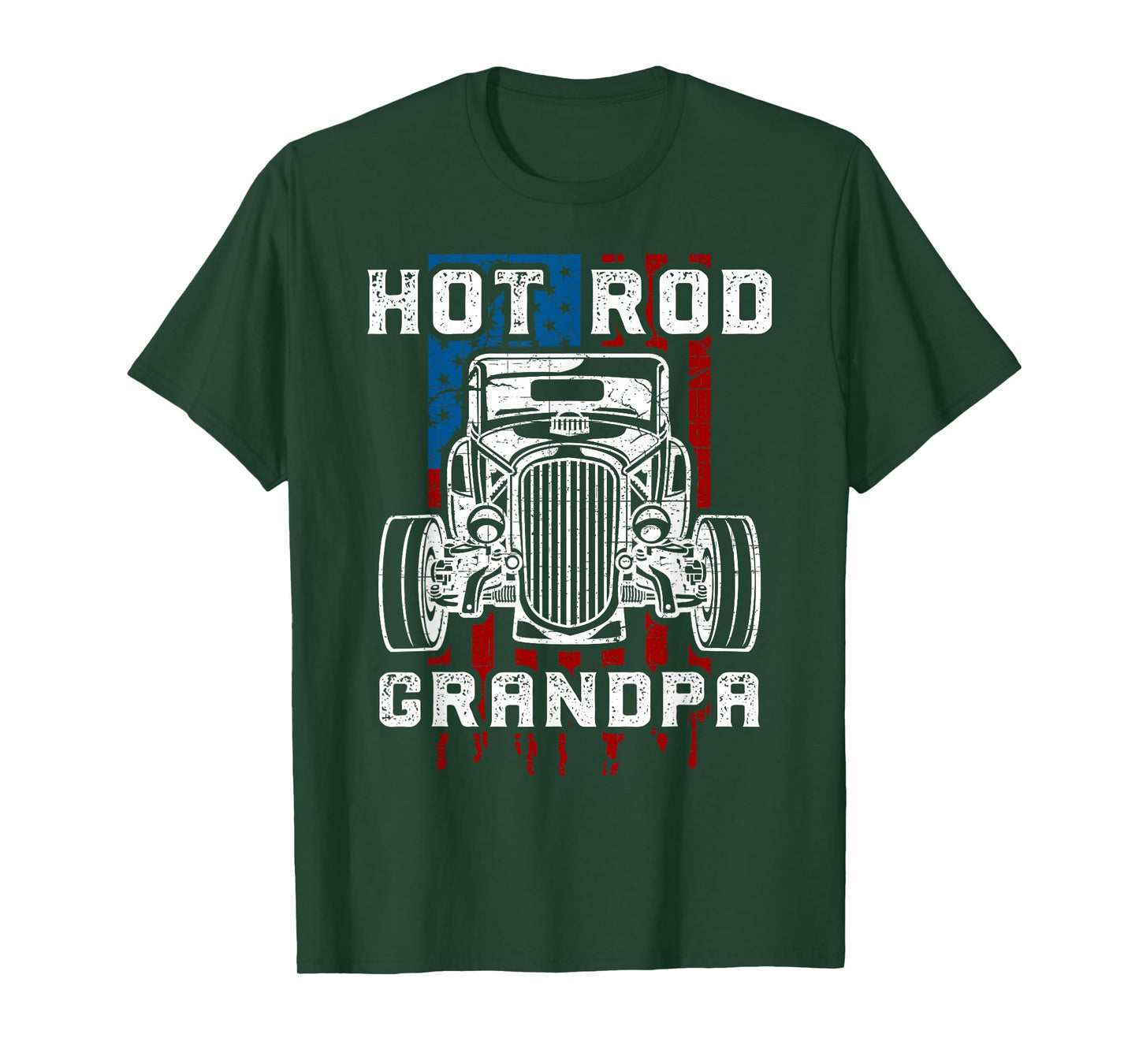 Hot Rod Grandpa Shirt Vintage Car American Flag Tee Women Men T-Shirt