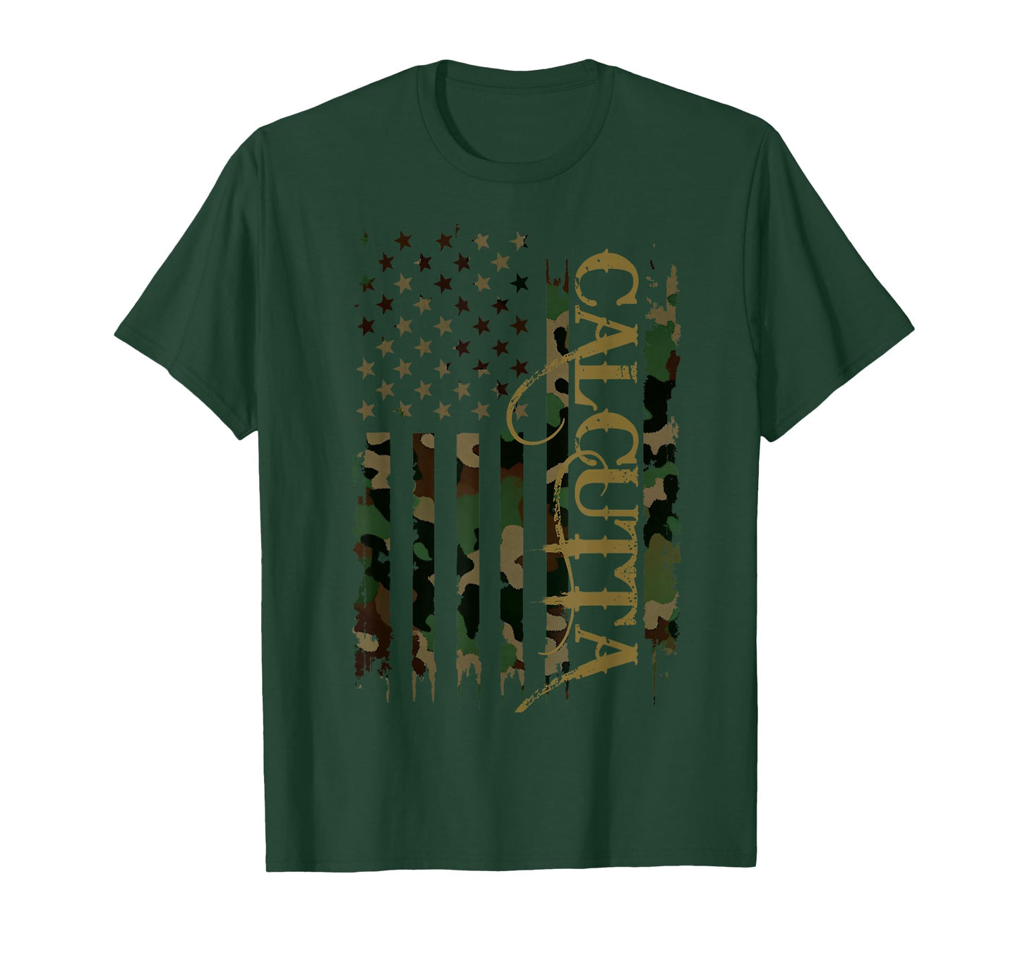 Calcutta United States Distressed Camo w US Flag T-Shirt
