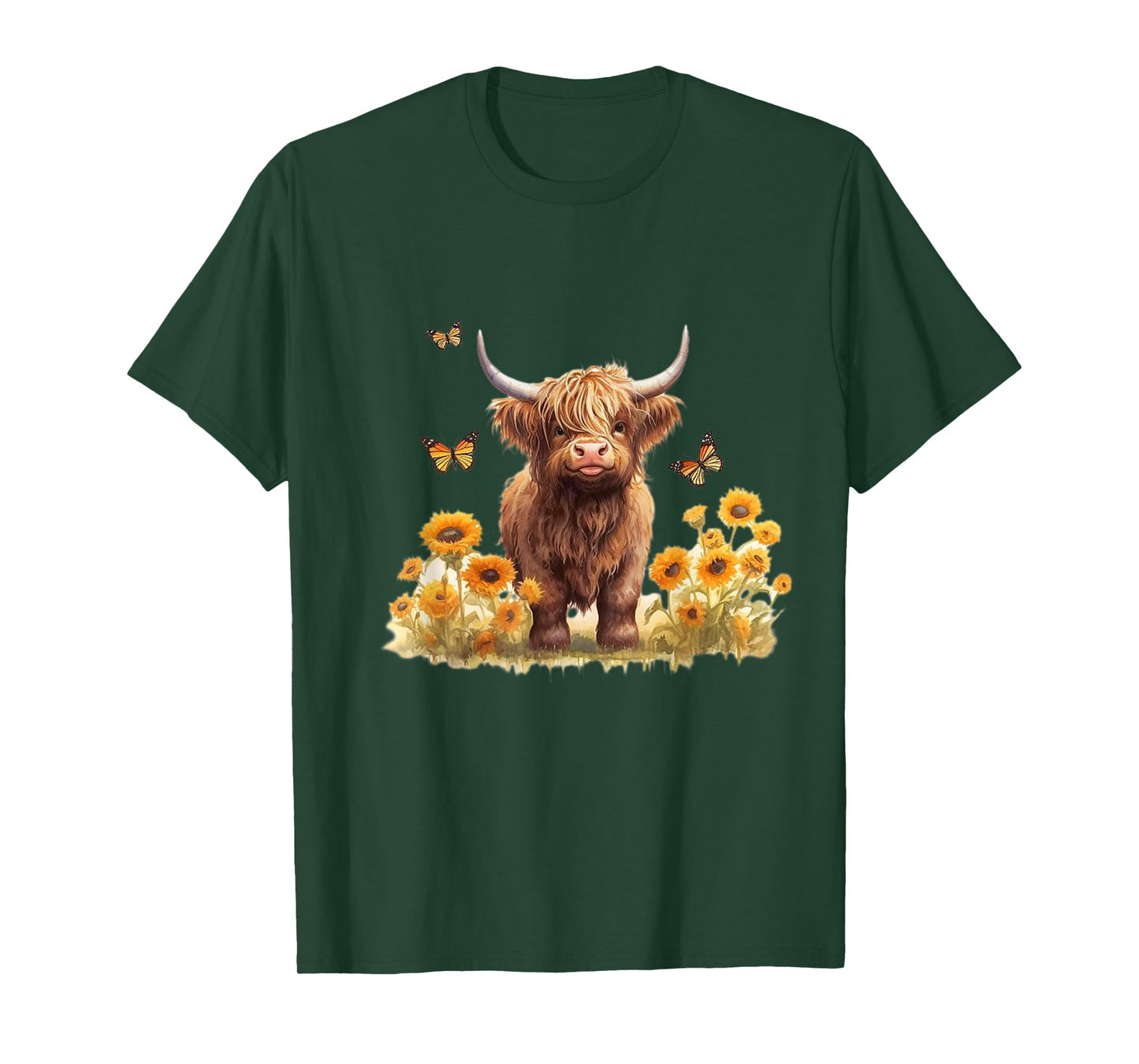 Cute Highland cow with sunflowers country Heifer Farm Farmer T-Shirt