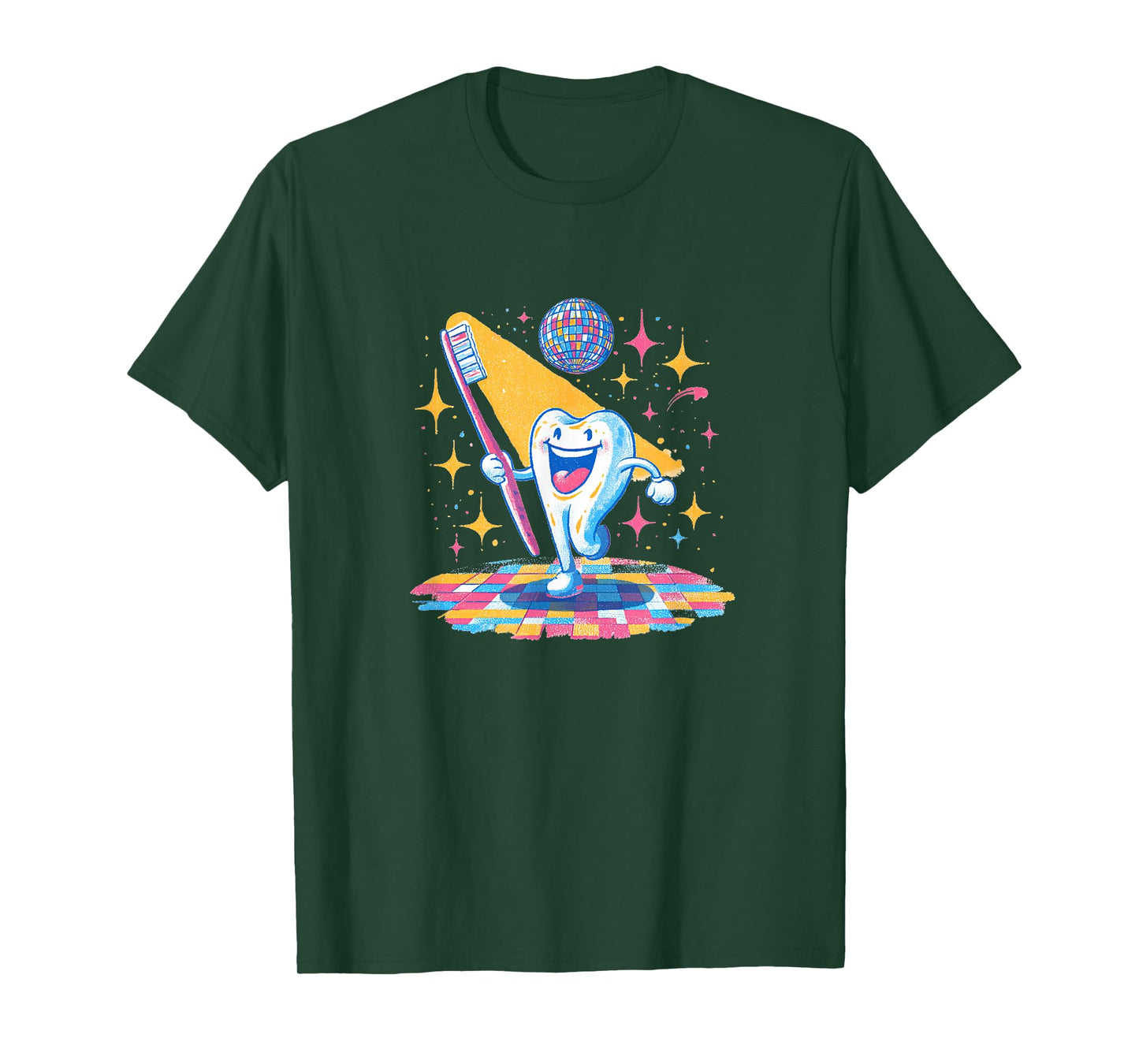 Amazing Tooth Party with Toothbrush and Cool Colors T-Shirt