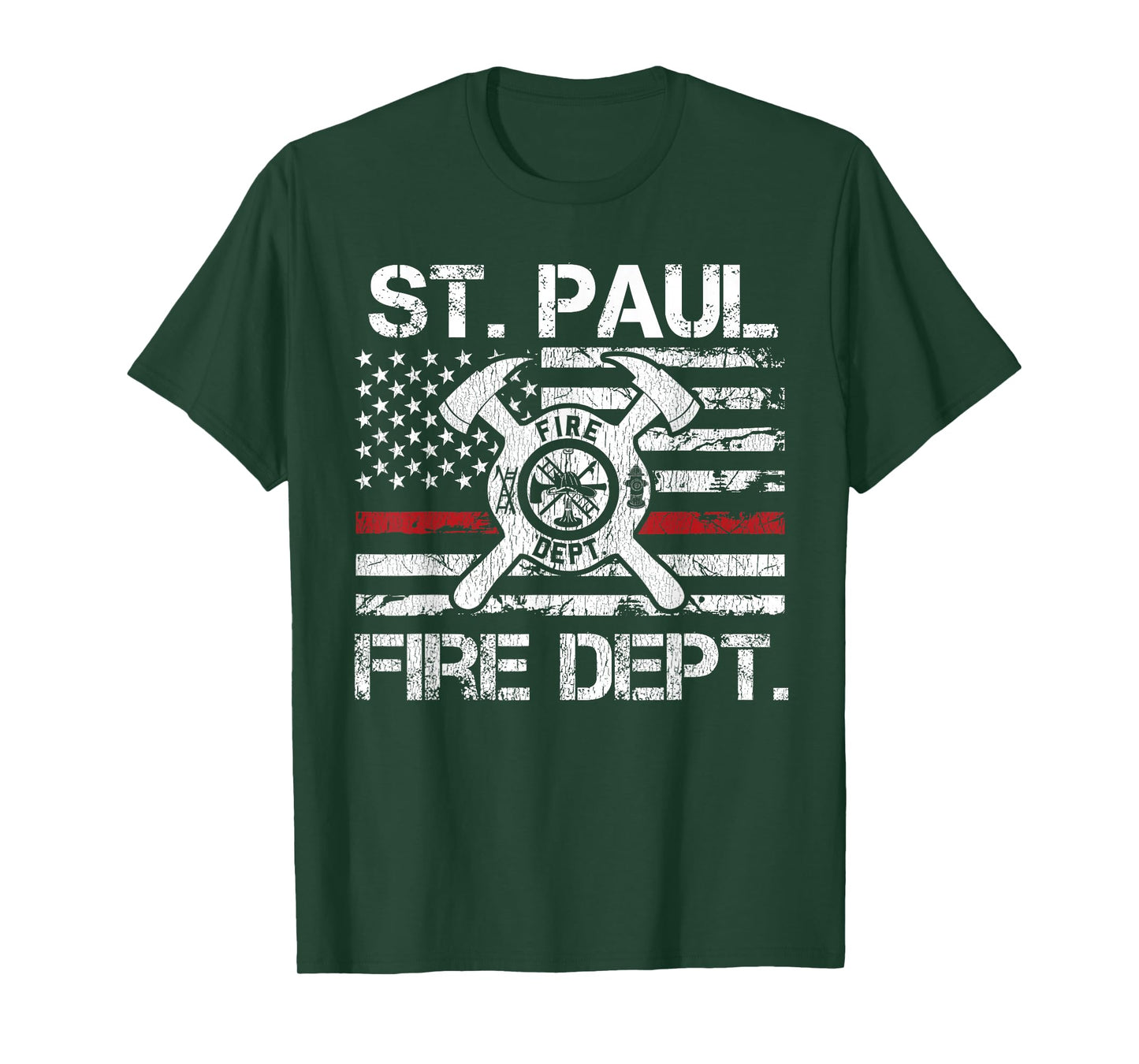 St Paul Minnesota Fire Department Thin Red Line Fireman T-Shirt
