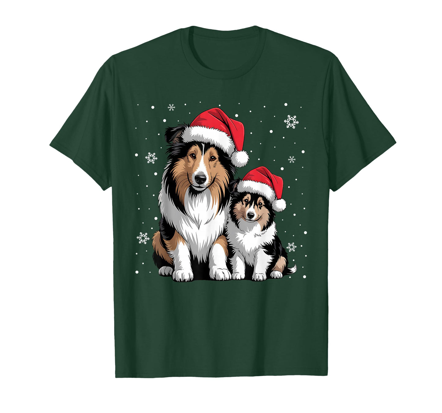 Christmas Rough Collie Dog Matching Pajama Santa Dog Lovers T-Shirt
