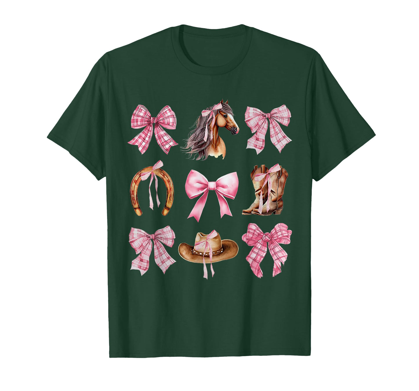 Western Girl Country Rodeo Pink Cowgirl Horse Coquette Bow T-Shirt
