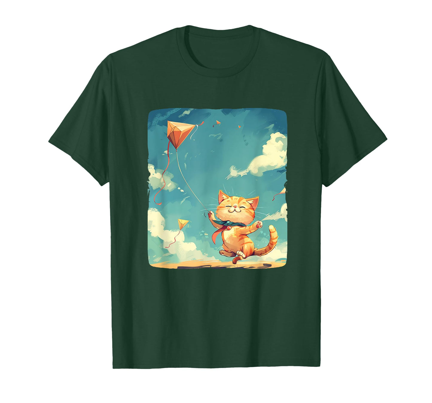 Cat Flies Kites Emblem for a Joyful Flight T-Shirt