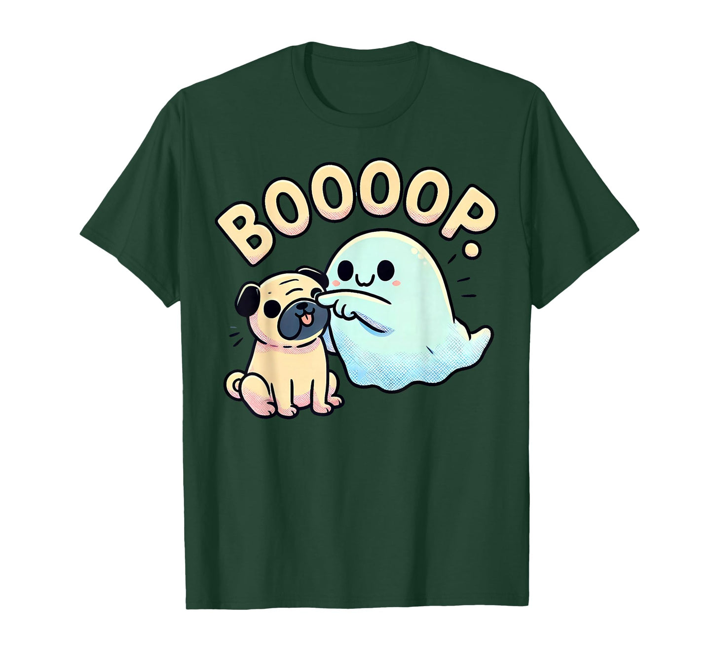 Funny Halloween Ghost Pug Boop Silly Puppy Dog Humor T-Shirt