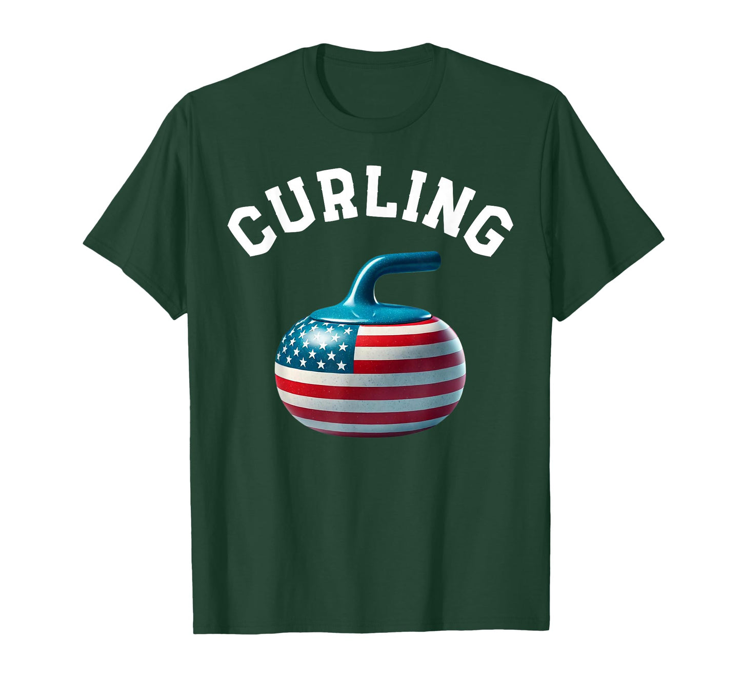 American Flag Curling USA 4th of July Man Woman T-Shirt T-Shirt