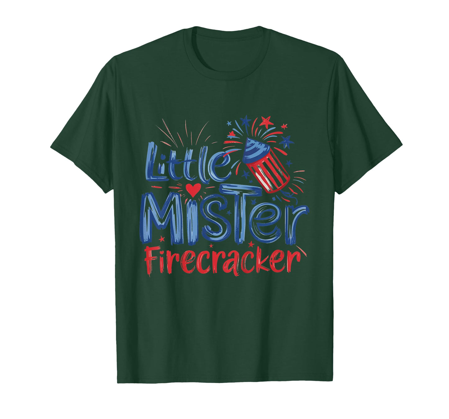 Kids Little Mister Firecracker 4th July Kid Toddler American Boy T-Shirt