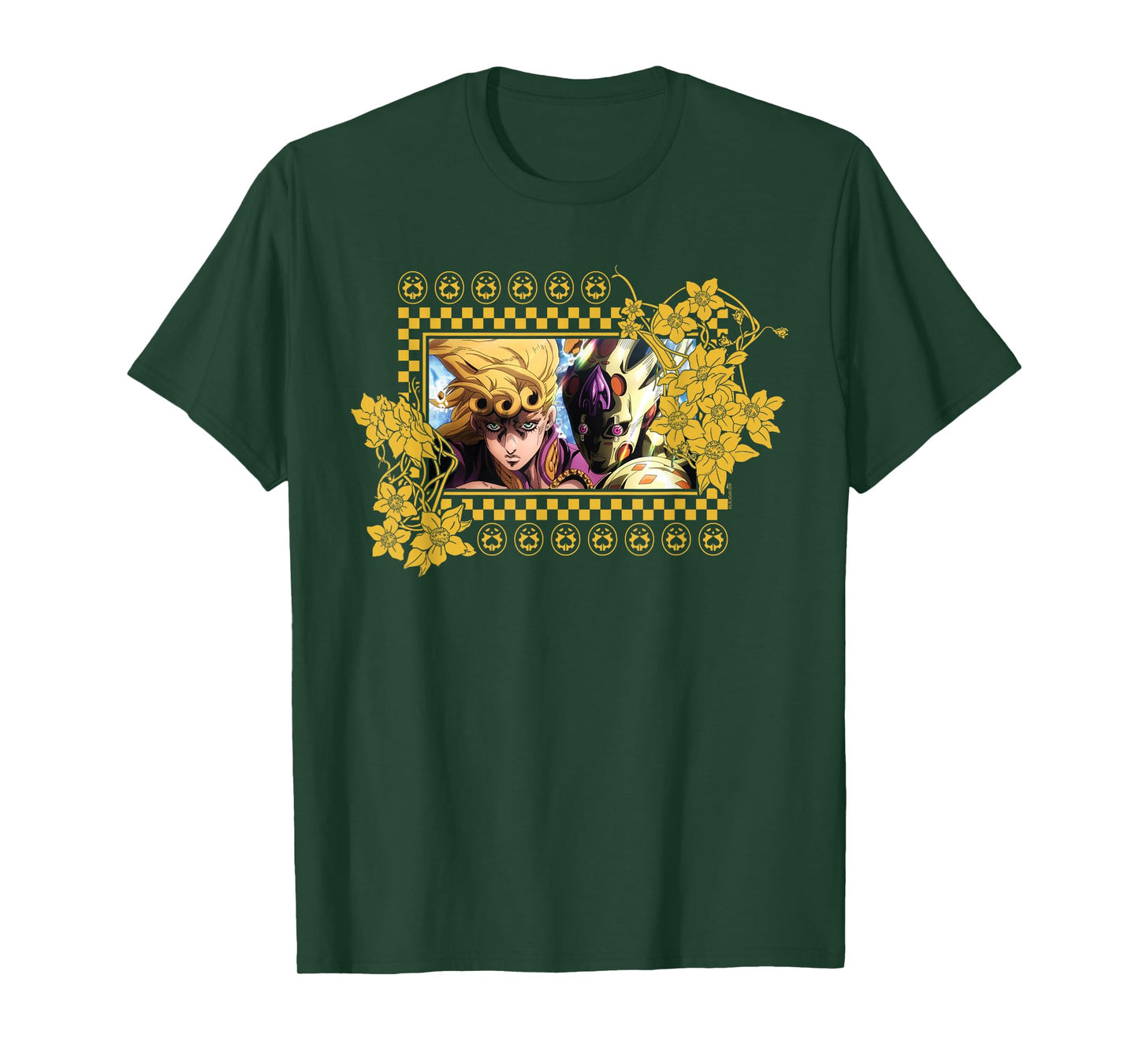 JoJo's Bizarre Adventure Giorno Ornate Gold Leaf Frame Anime T-Shirt