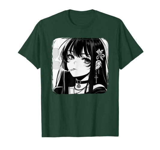 Anime Horror Girl Aesthetic Grunge Waifu Japanese Otaku T-Shirt