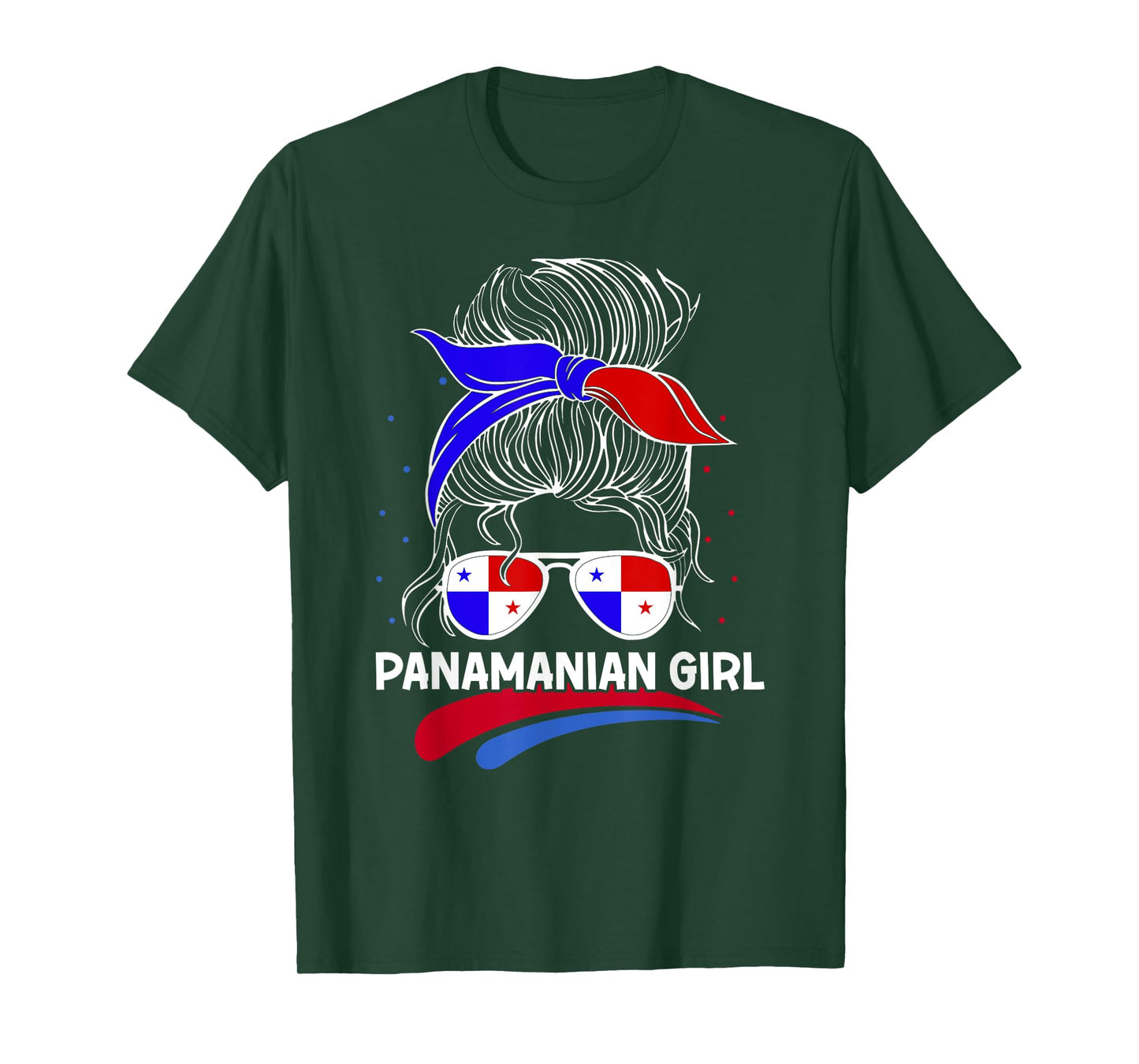 Panama Women Panamanian Flag With Messy Bun National Colors T-Shirt