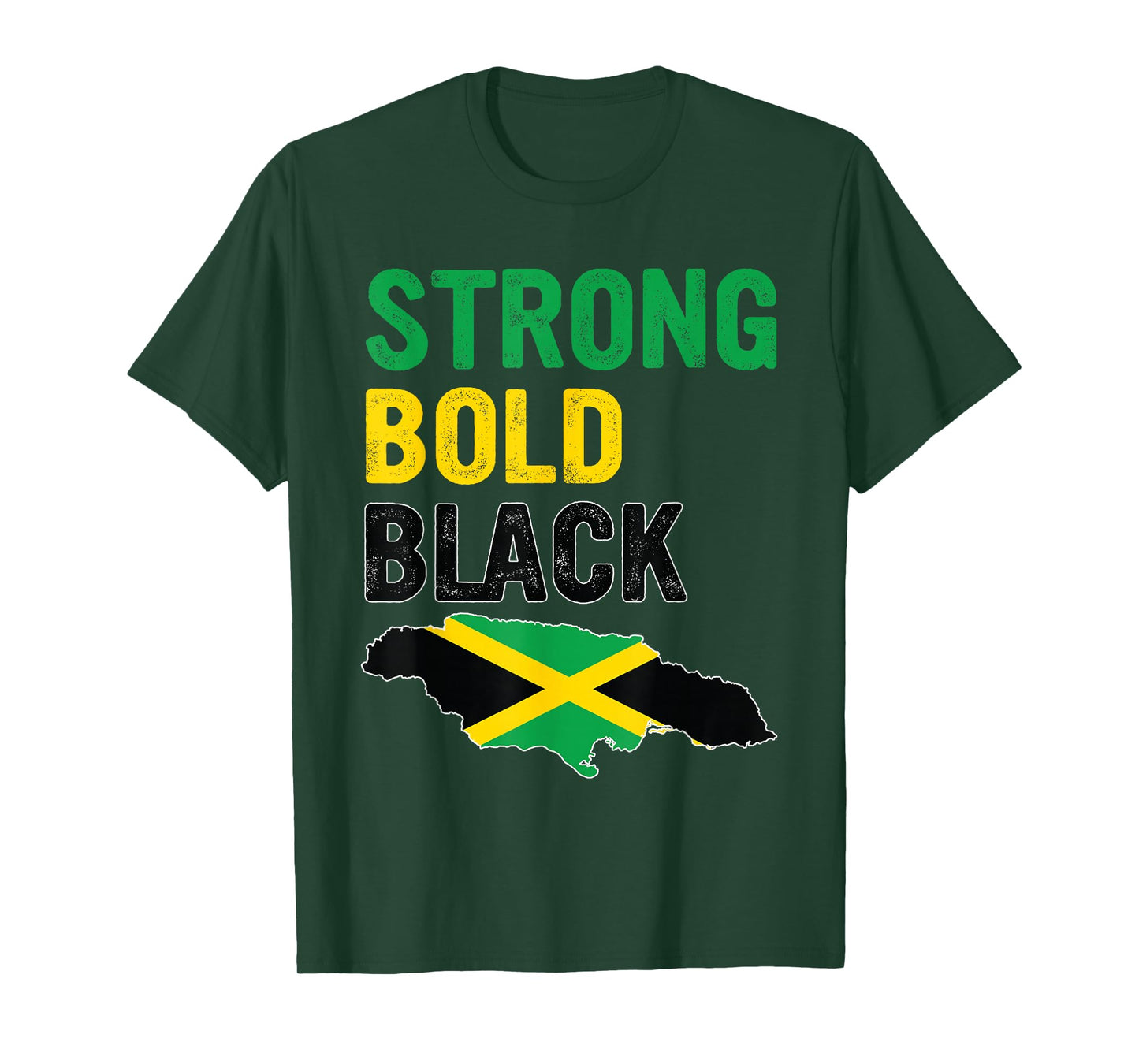 Jamaica Independence Day Strong Bold Black Jamaican Flag T-Shirt