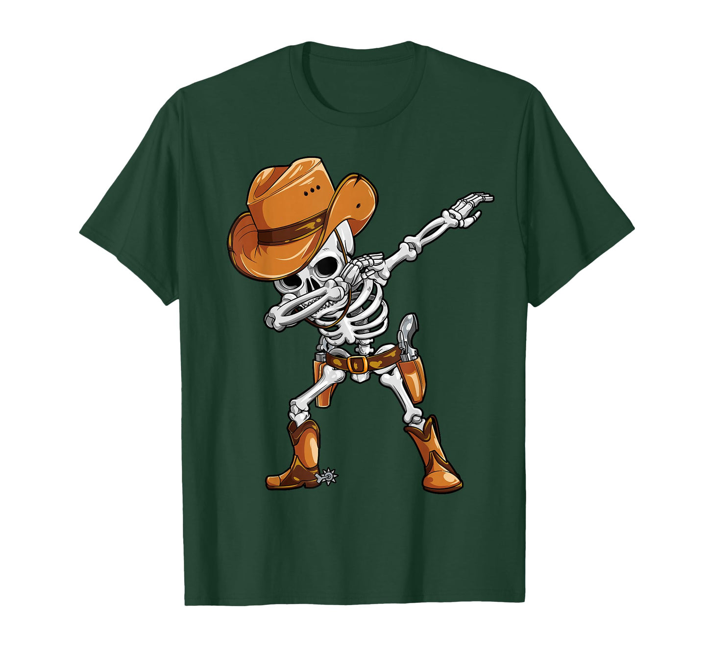 Dabbing Skeleton Cowboy Halloween Boys Men Funny Dab Dance T-Shirt