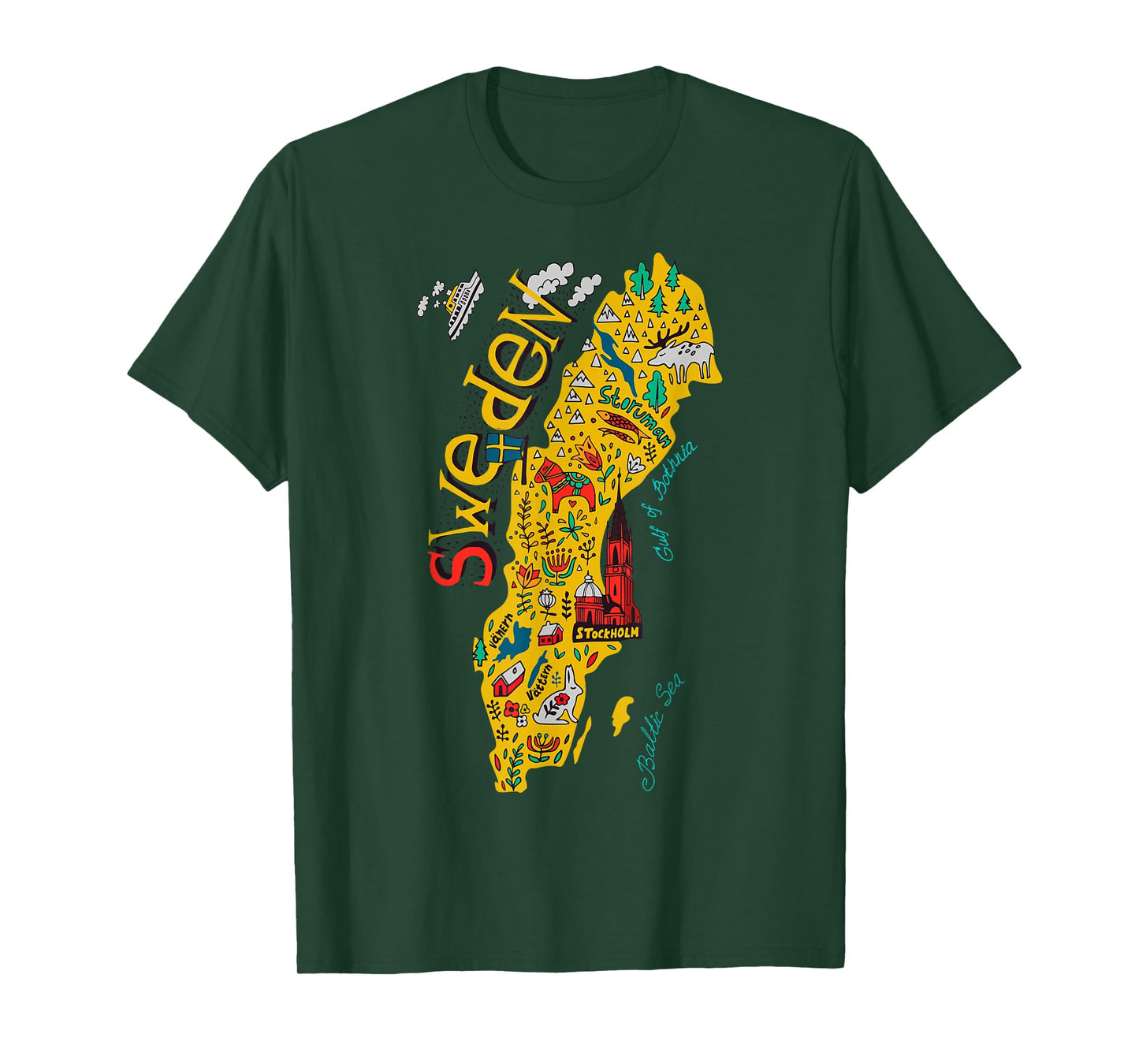Travel Europe Sweden Map Stockholm Swedish Family Vacation T-Shirt