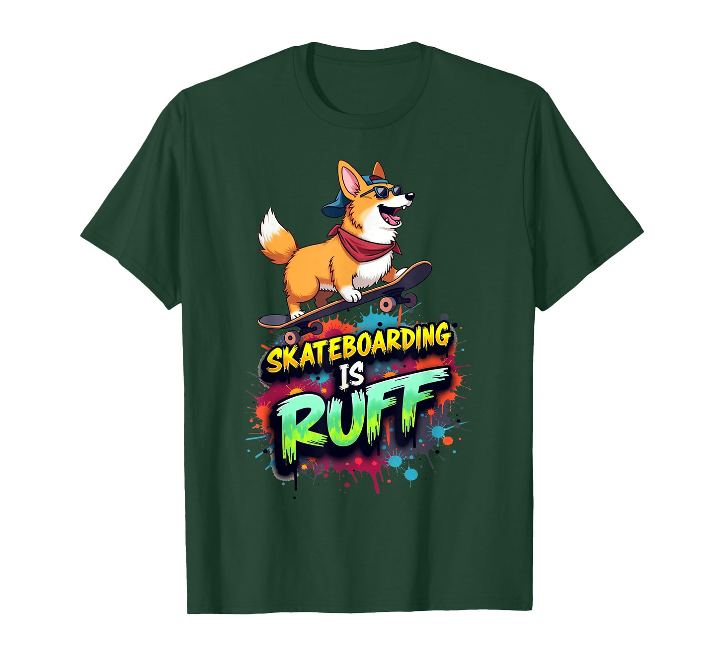 Funny Skateboarding Gift for Welsh Corgi Dog Owners T-Shirt