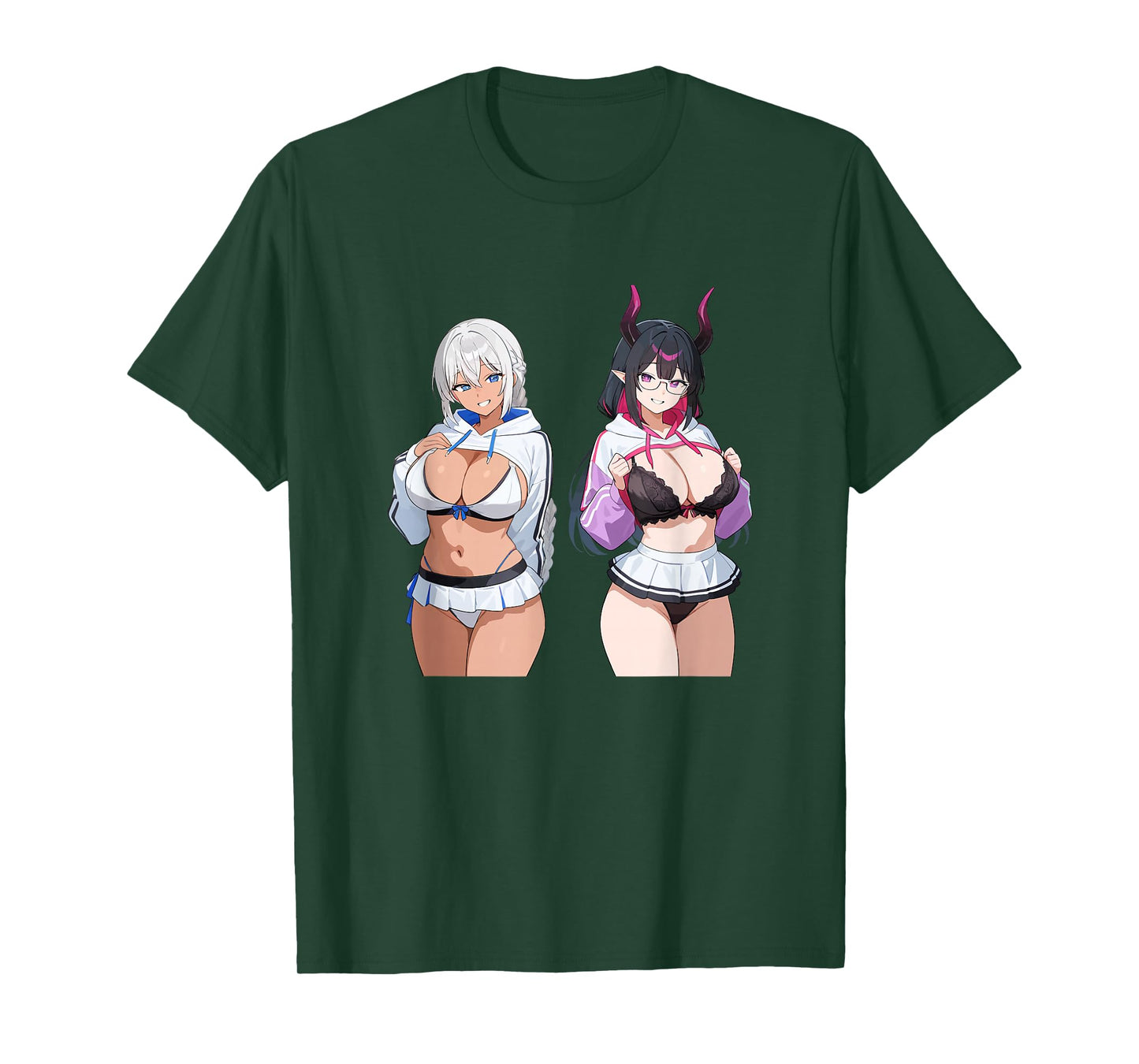 Waifu Sexy Anime Girl Horns Mini Skirt Japanese Retro Art T-Shirt