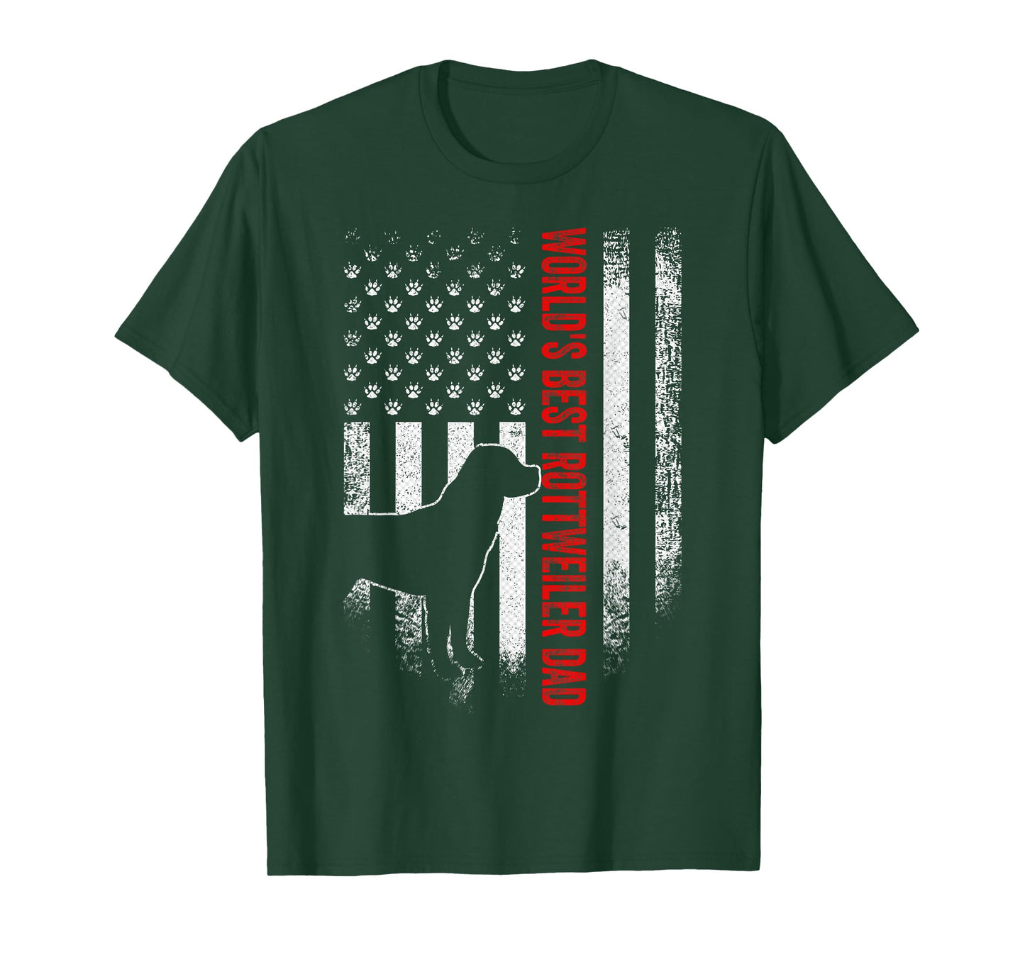 Vintage American Flag World's Best Rottweiler Dad Silhouette T-Shirt