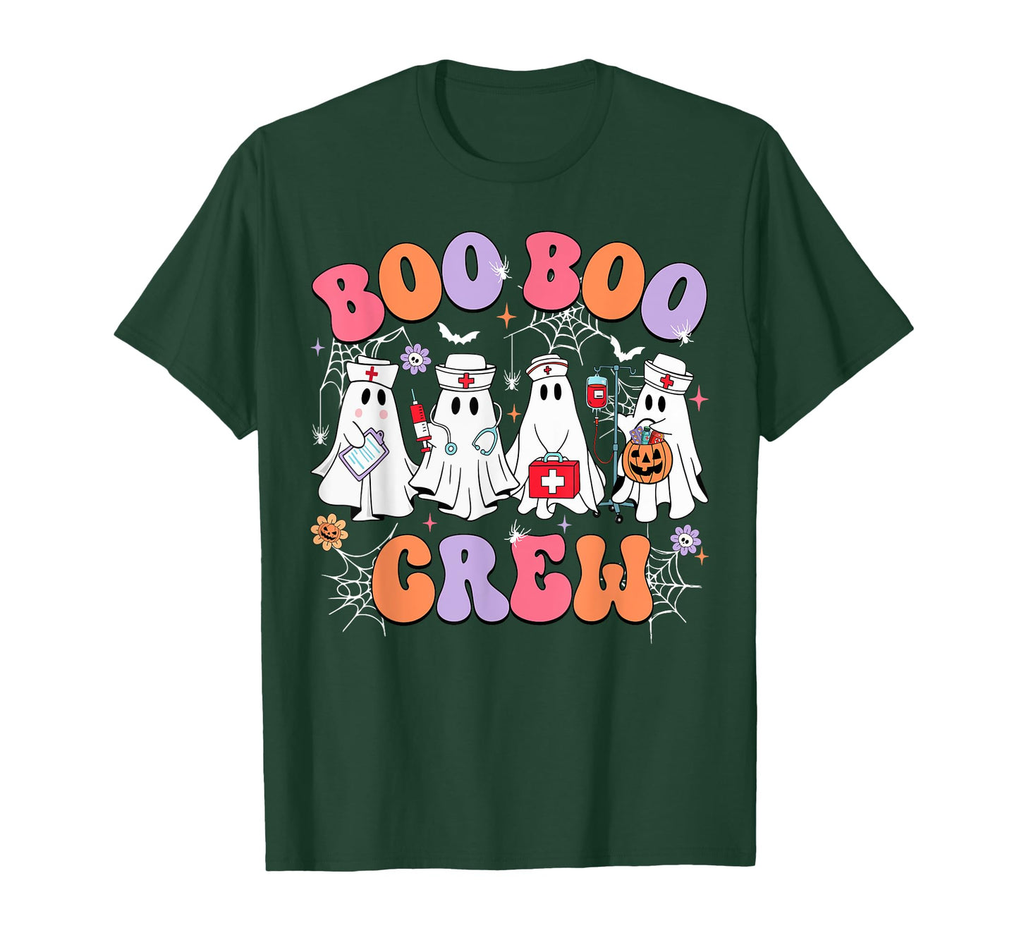 Groovy Boo Boo Crew Nurse Spooky Ghost Women Halloween Nurse T-Shirt