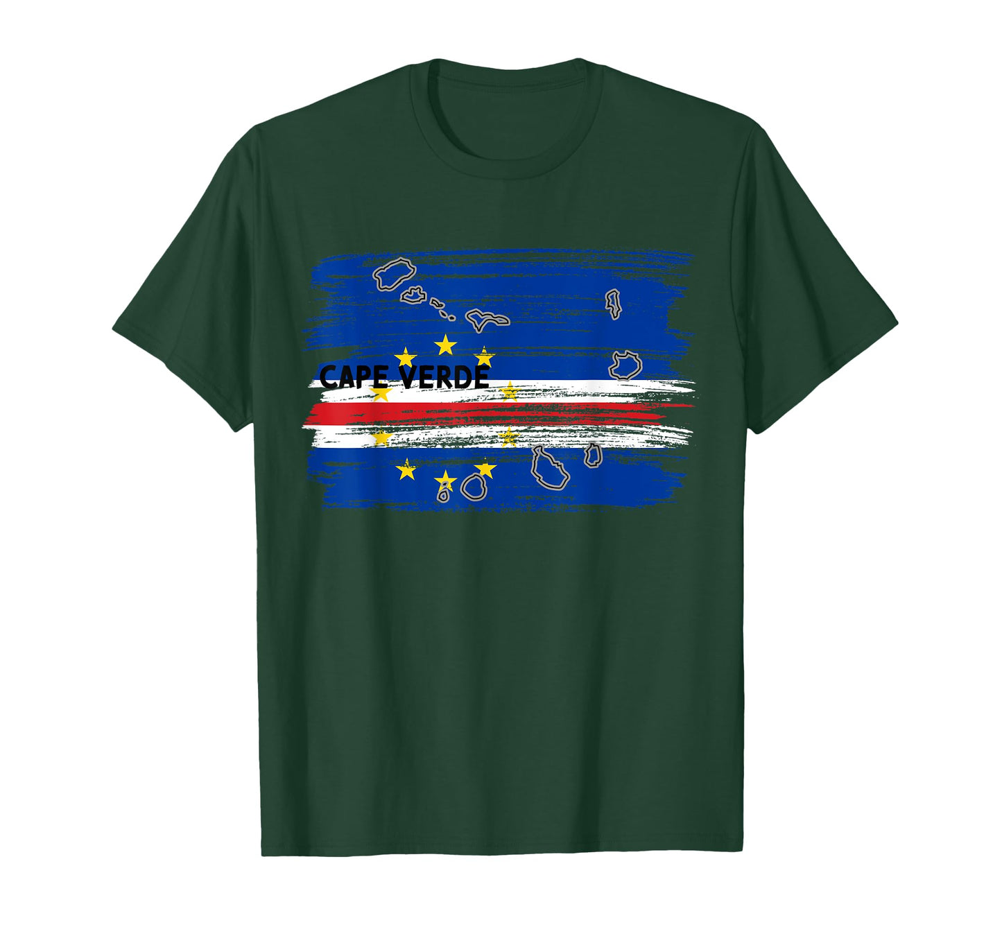 Cape Verdean flag drawing by brush, sketch of Cape Verde map T-Shirt